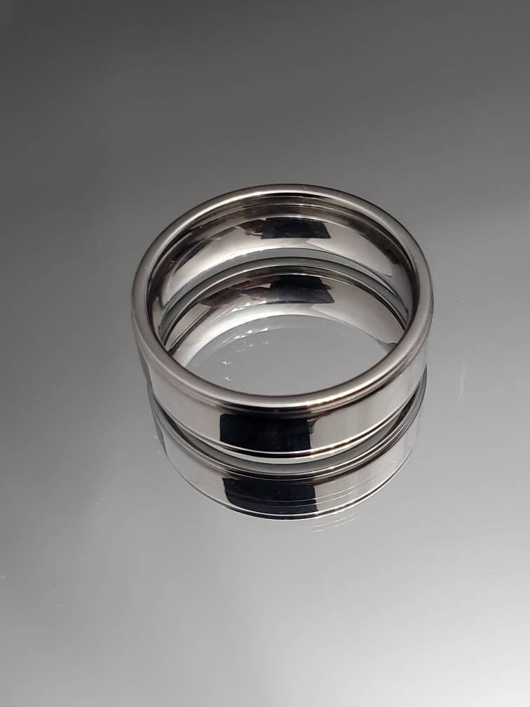 Double Groove Stainless Steel Ring – 7mm Band, High Polish Finish