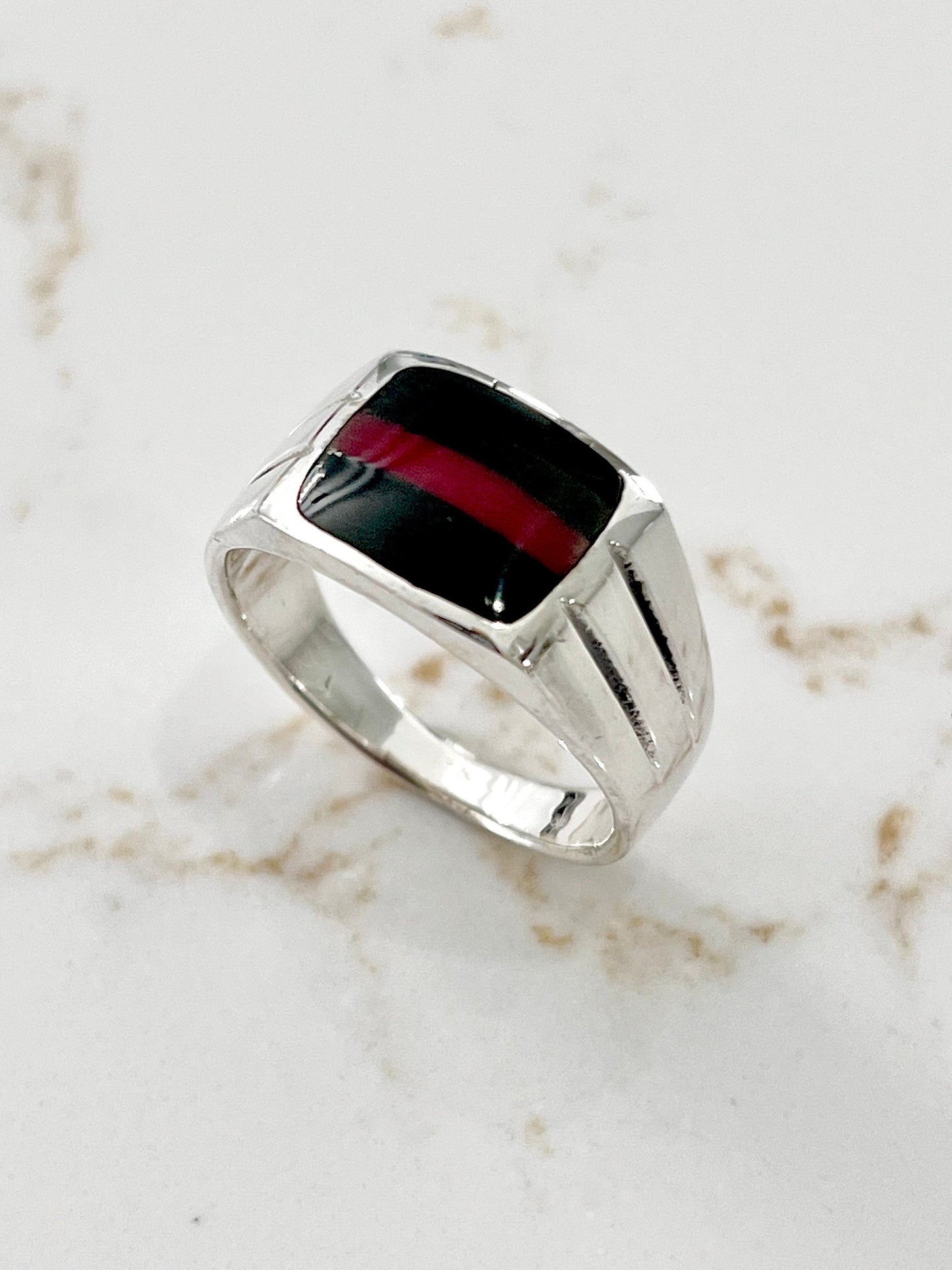 Multi Stone Men's Silver Ring