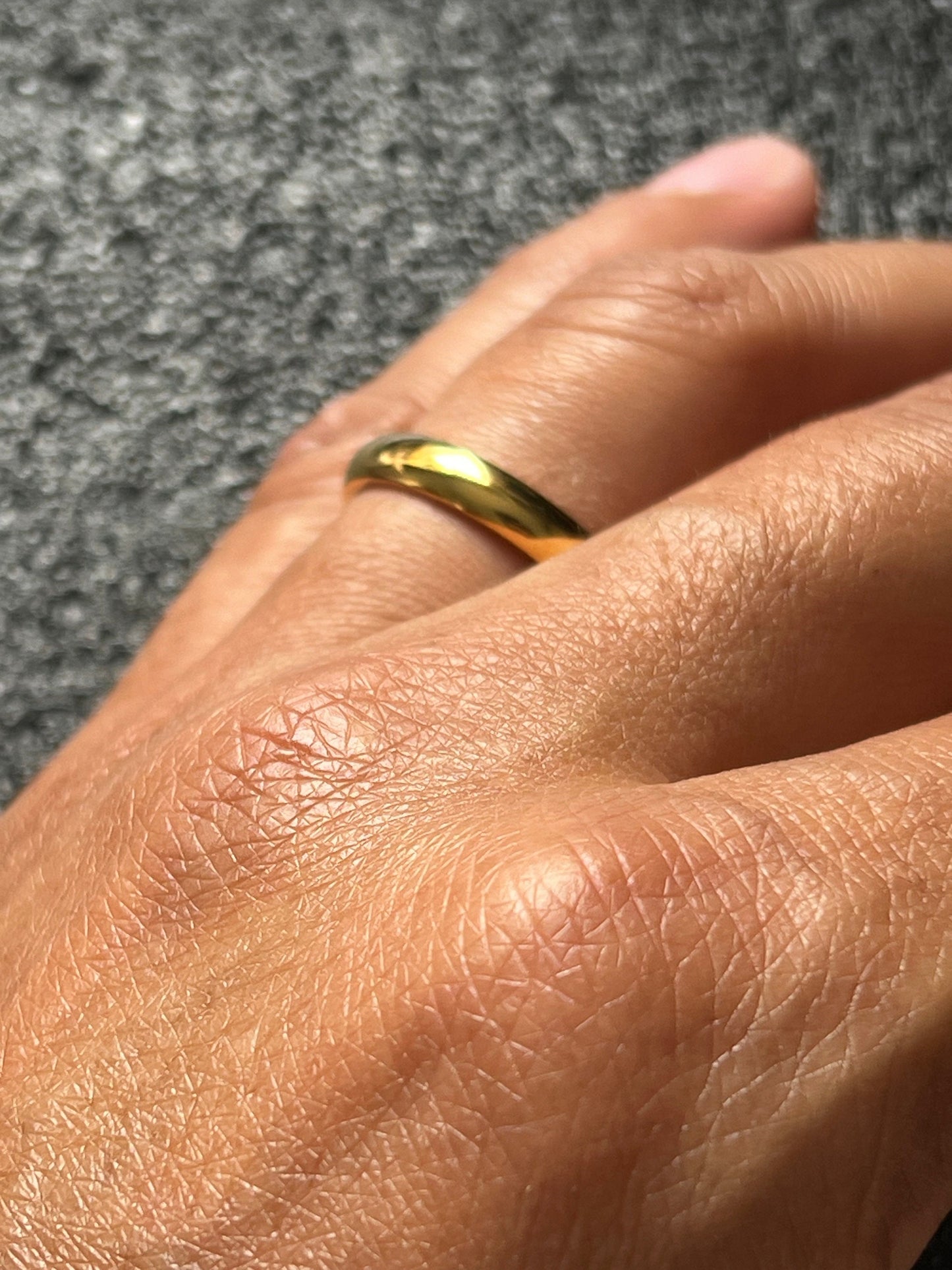 Gold Tone Wedding Band, Designer Inspired Stainless Steel