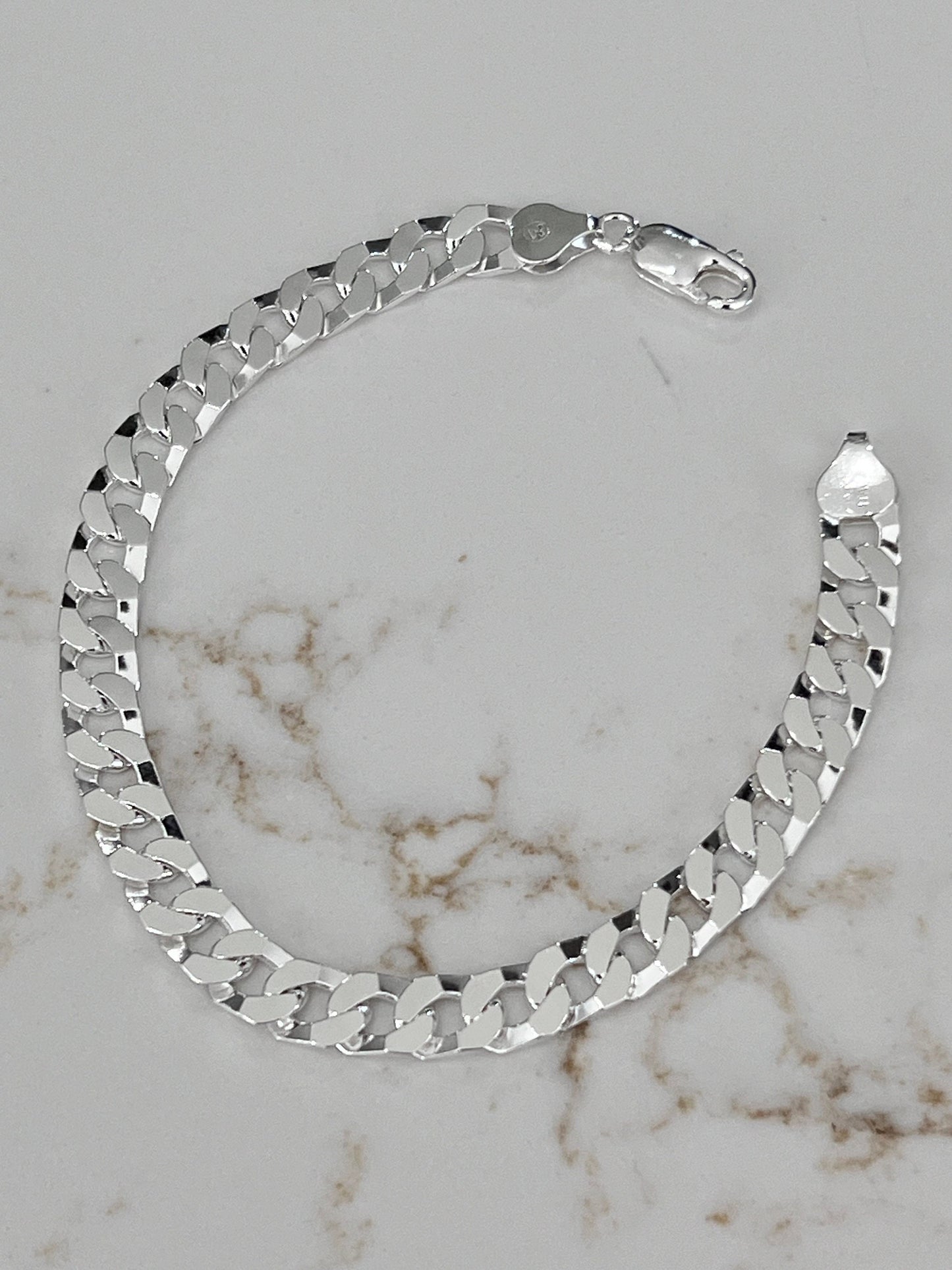 Women's/Men's Square Link Bracelet, Chic and Trendy Bracelet, Never Tarnish, Sterling Silver, Unisex, Jewelry