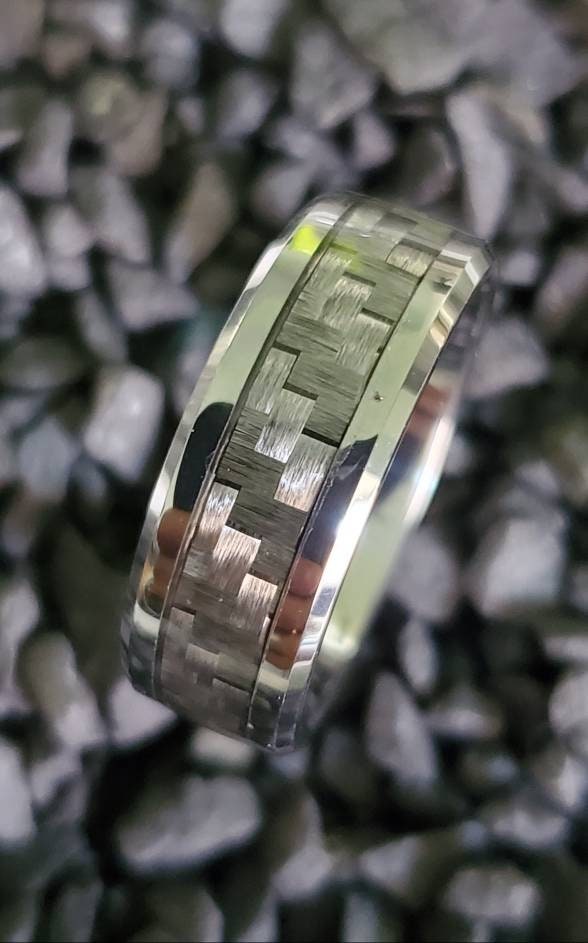 Men's Carbon Fiber Tungsten Ring Car Enthusiast