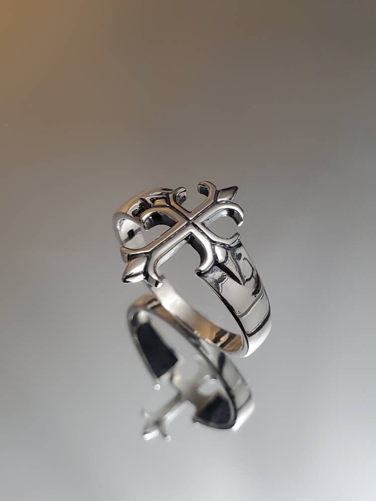 Sterling Silver Cross Ring, Cross Medieval Ring Men's Ring, Gift for Men, Biker's Ring