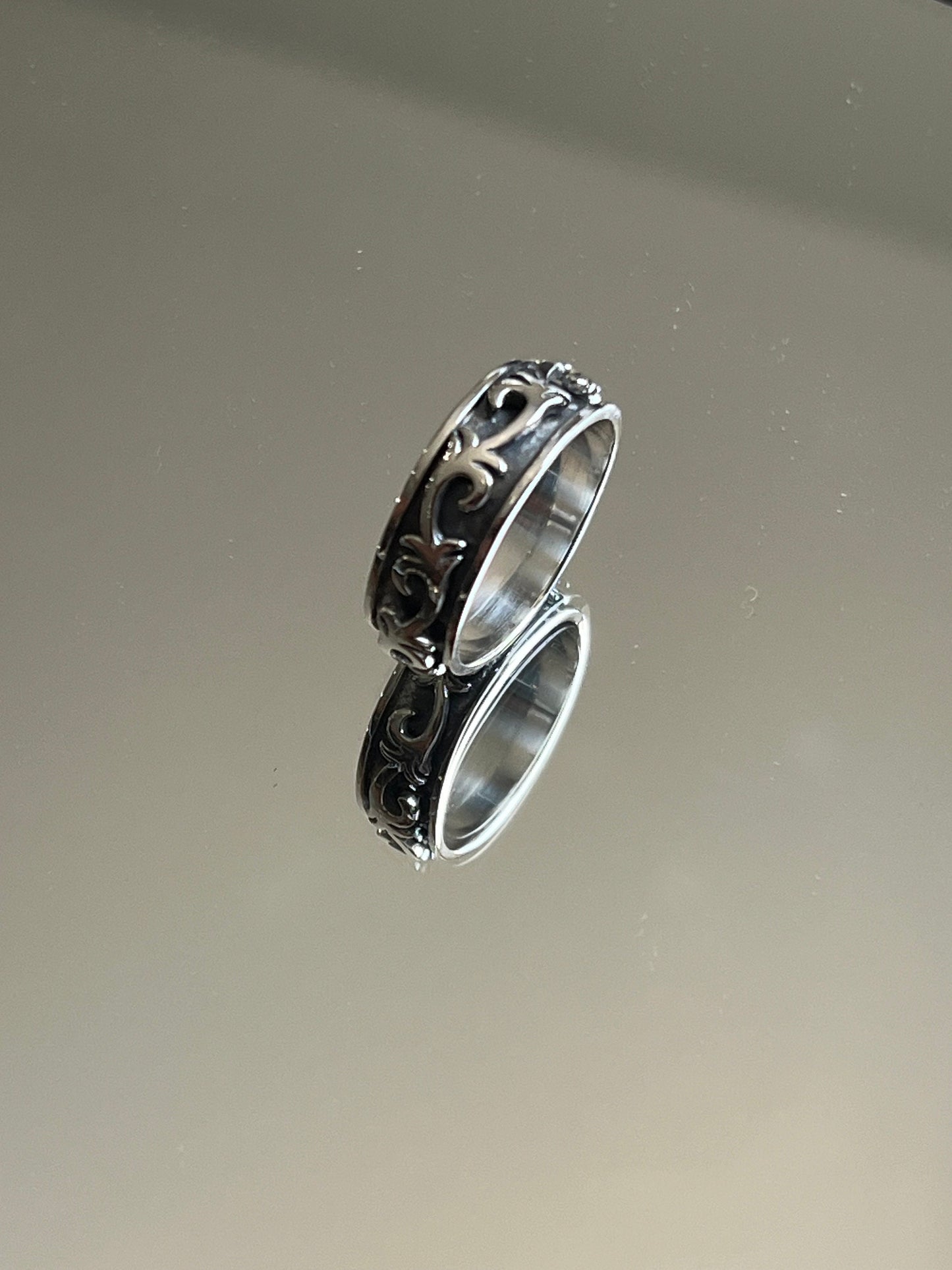 Sterling Silver Vine Men's Spinner Ring, 7.2mm Engagement, trendy