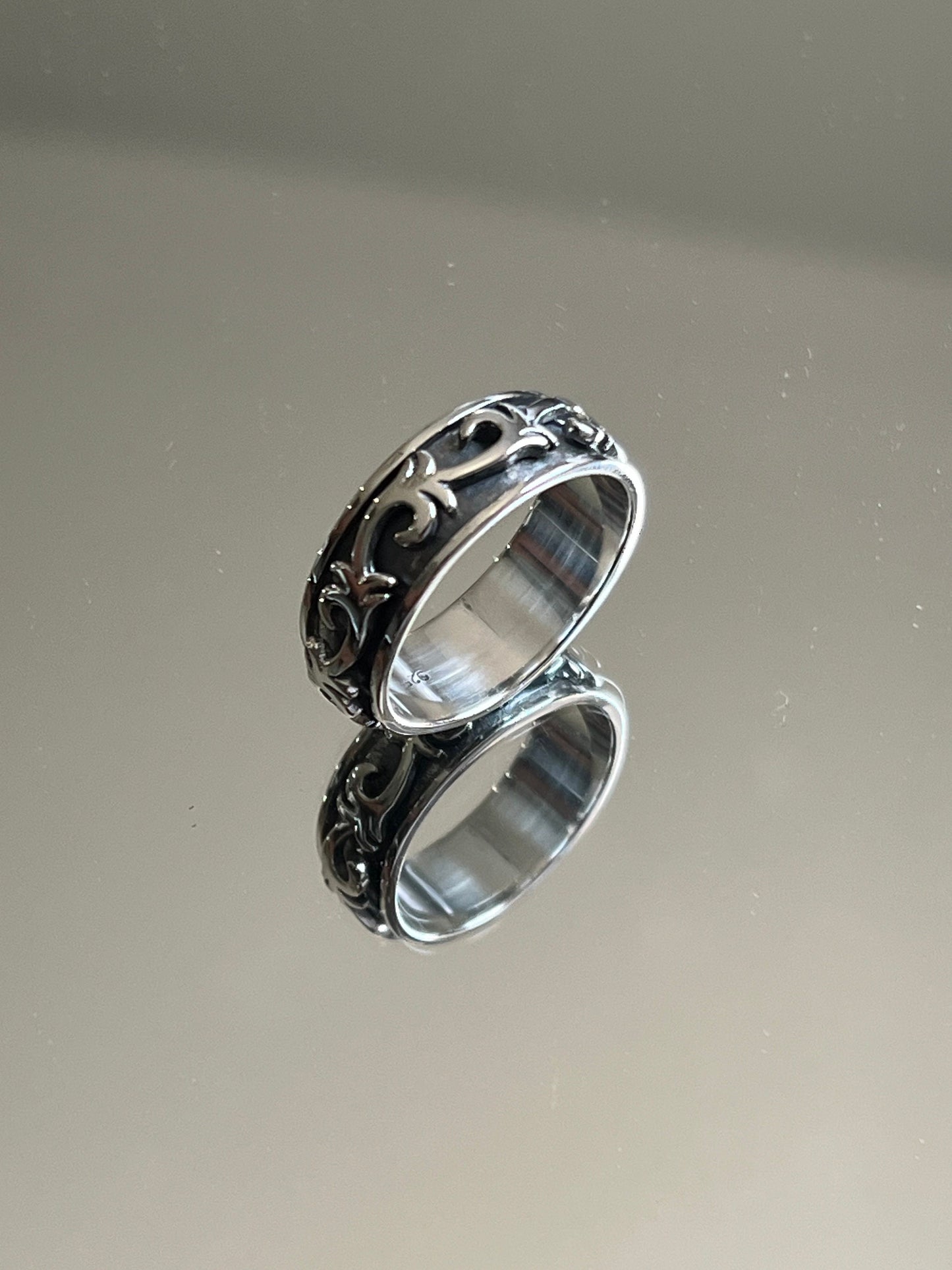 Sterling Silver Vine Men's Spinner Ring, 7.2mm Engagement, trendy