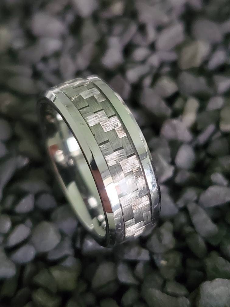 Men's Carbon Fiber Tungsten Ring Car Enthusiast