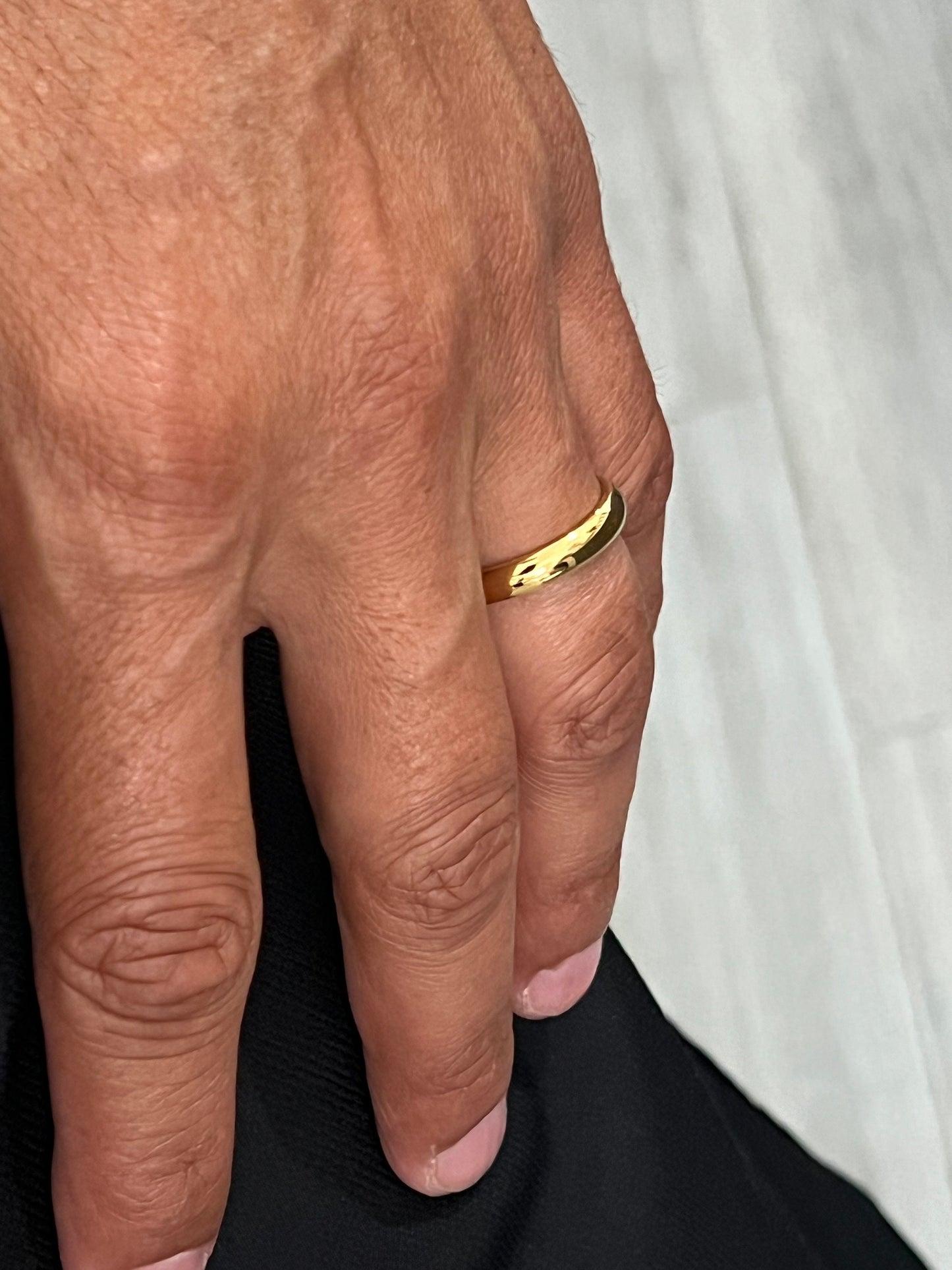 Gold Tone Wedding Band, Designer Inspired Stainless Steel