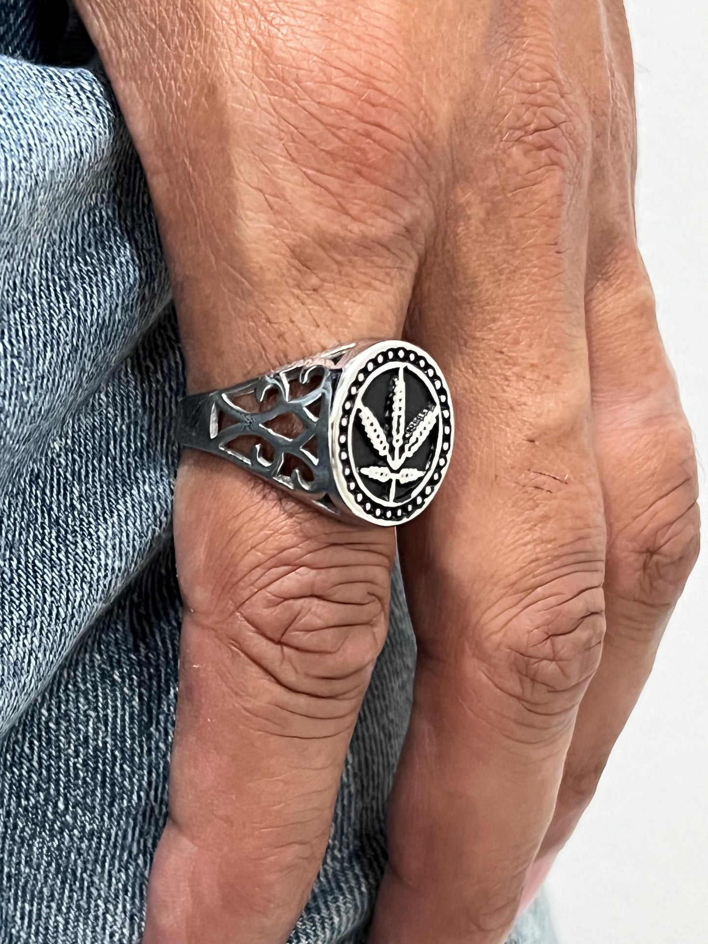 Marijuana Ring Stainless Steel Men's Ring