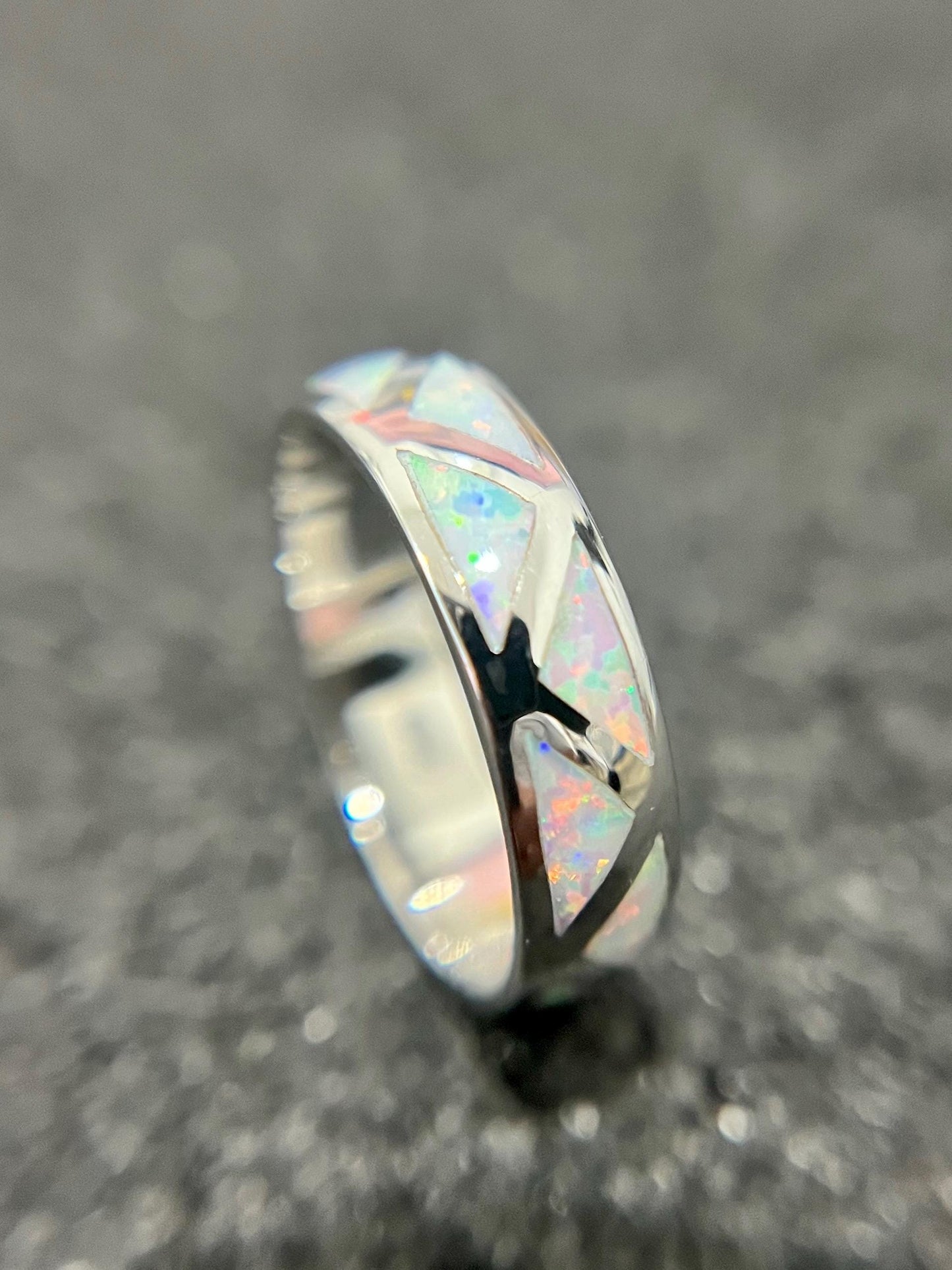 Opal Pyramid Ring: 925 Sterling Silver Mountain Top Band