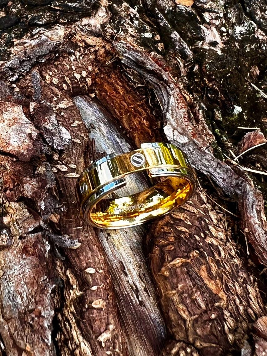 Gold Silver Stainless Steel Flat Head Band 8mm Ring