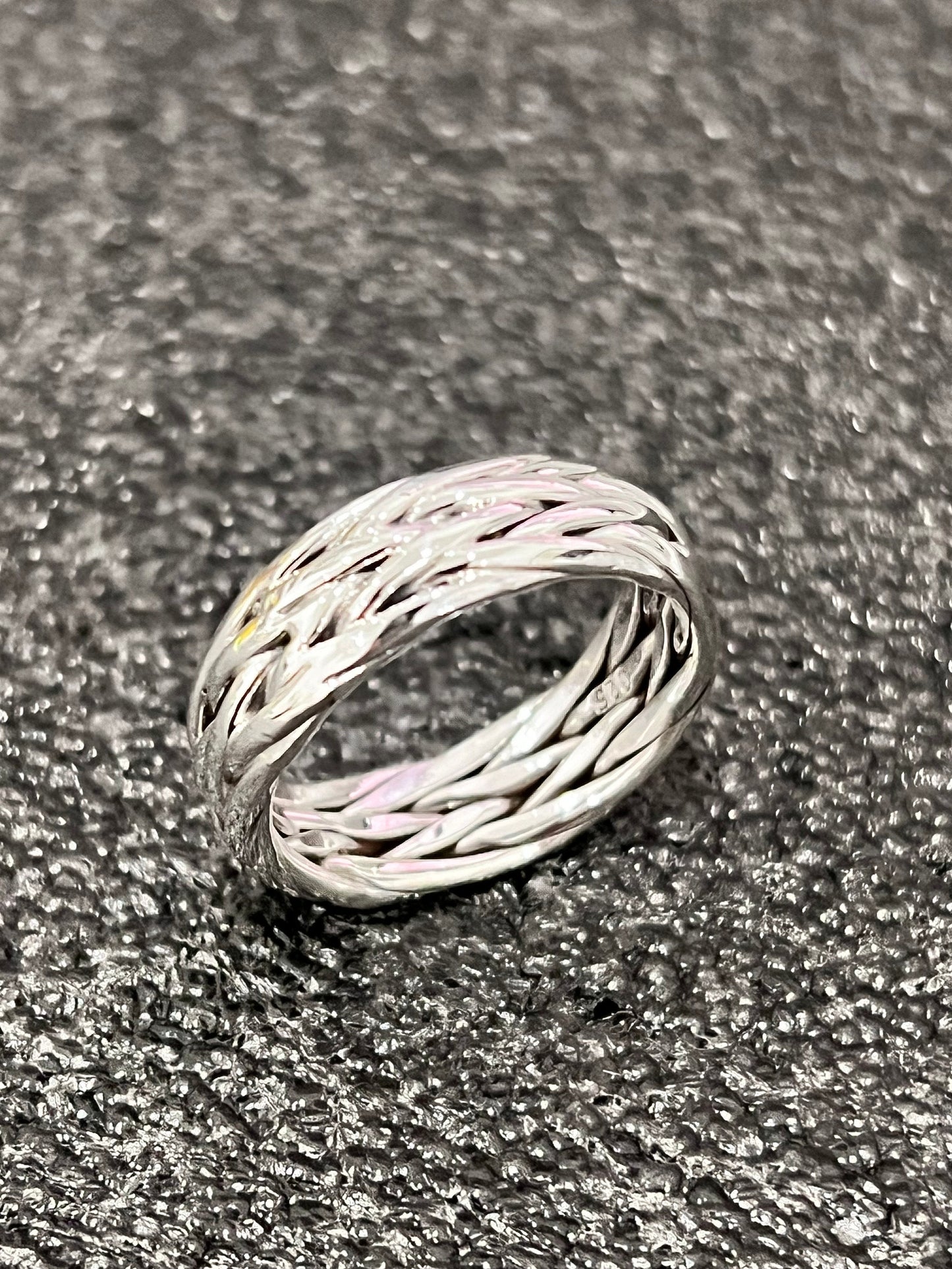 Woven Braid Band, Sterling Silver Men's Ring, 7mm Wedding Band, Engagement Band for Men, 925 Silver