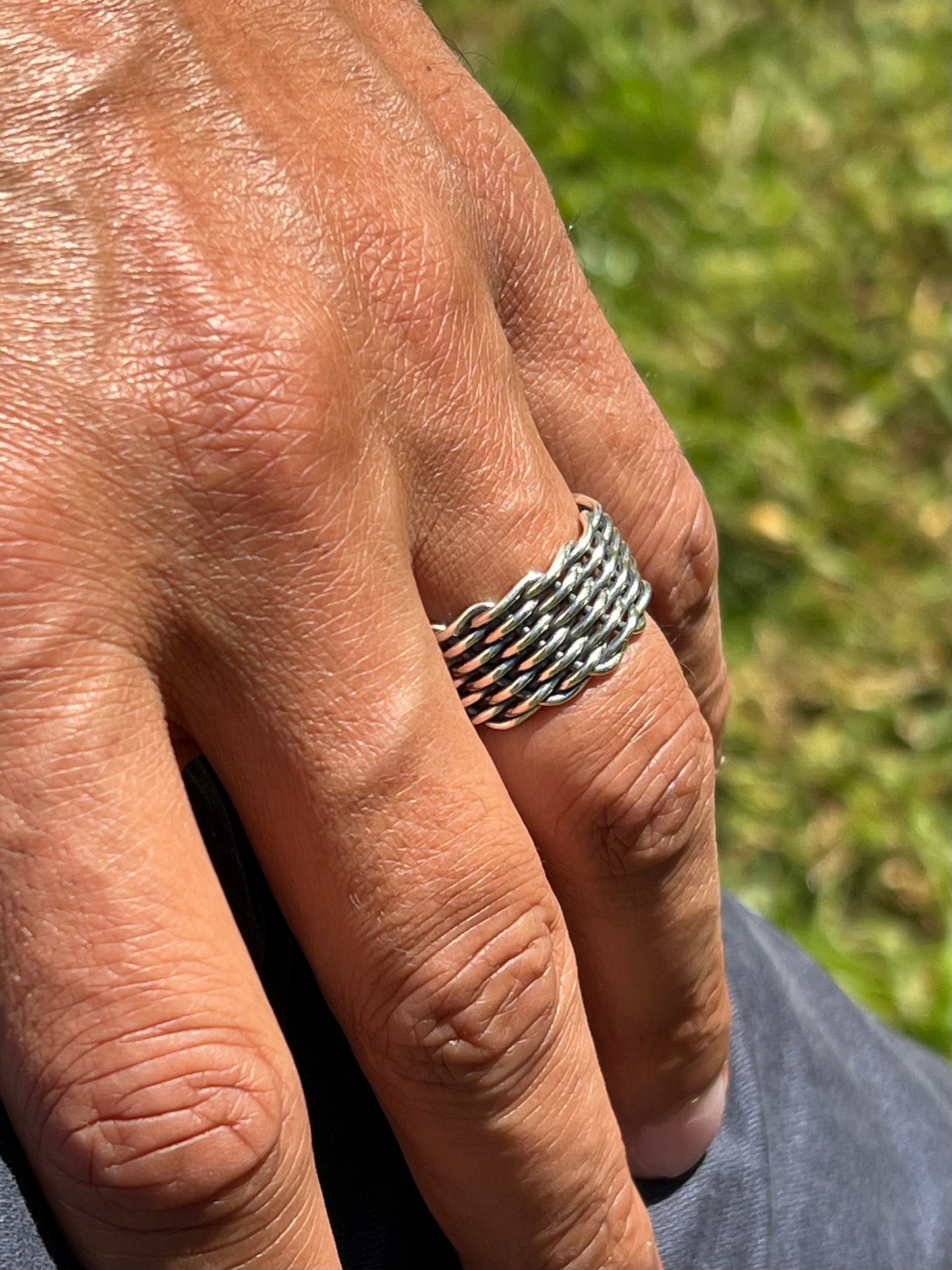 Men's Ring with a wide Weaved Band .925 - perfect for daily use