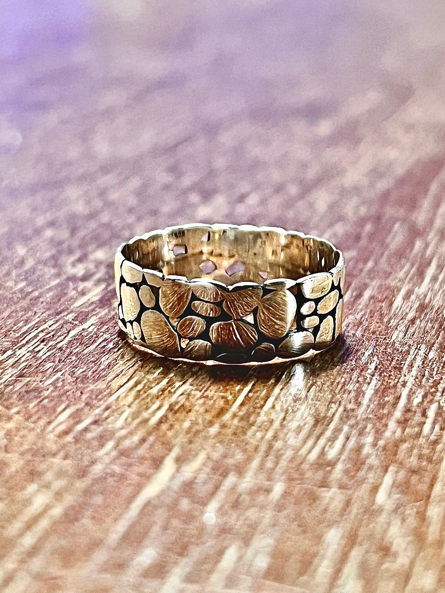 Stonework Band, Sterling Silver Men's Ring, 7mm Wedding Band, Engagement Band for Men 925