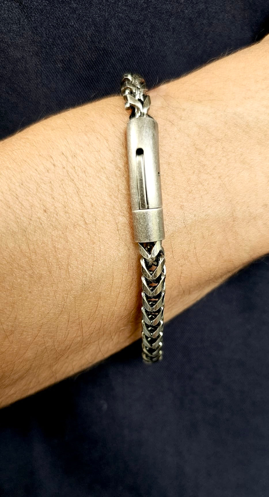 Black Stainless Steel Button Clip Bracelet