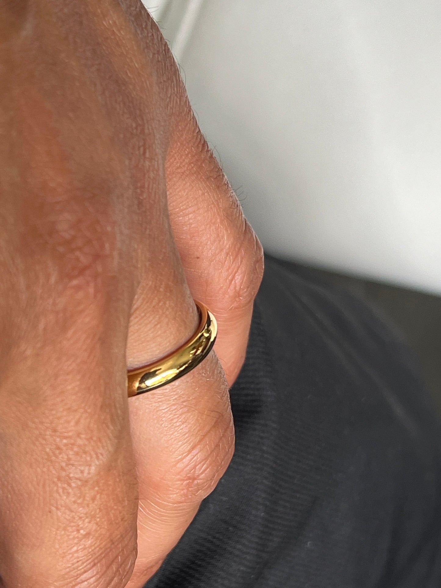 Gold Tone Wedding Band, Designer Inspired Stainless Steel