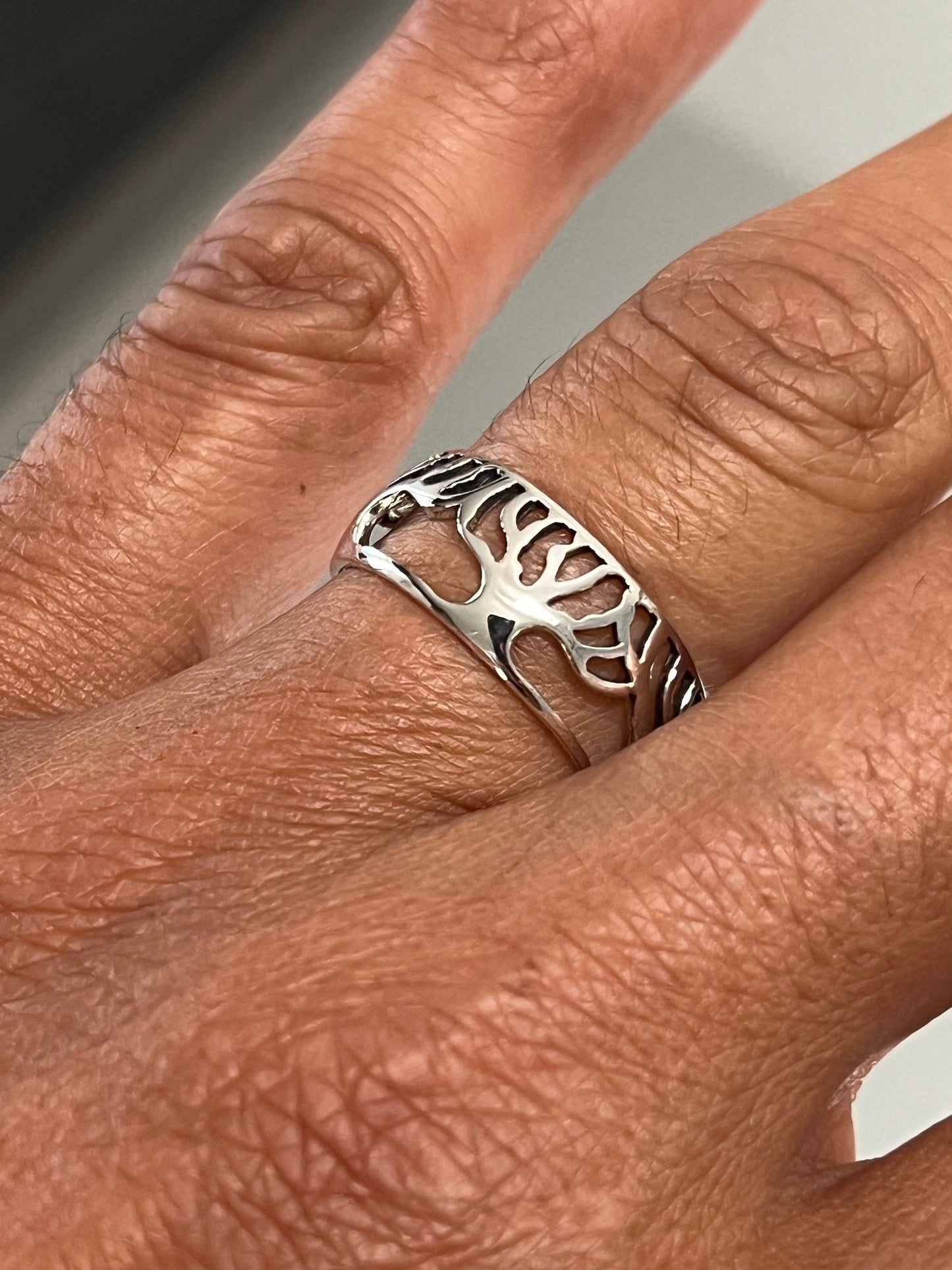 Sterling Silver Tree of Life Men's Ring, 11mm Wedding Band, Engagement, trendy