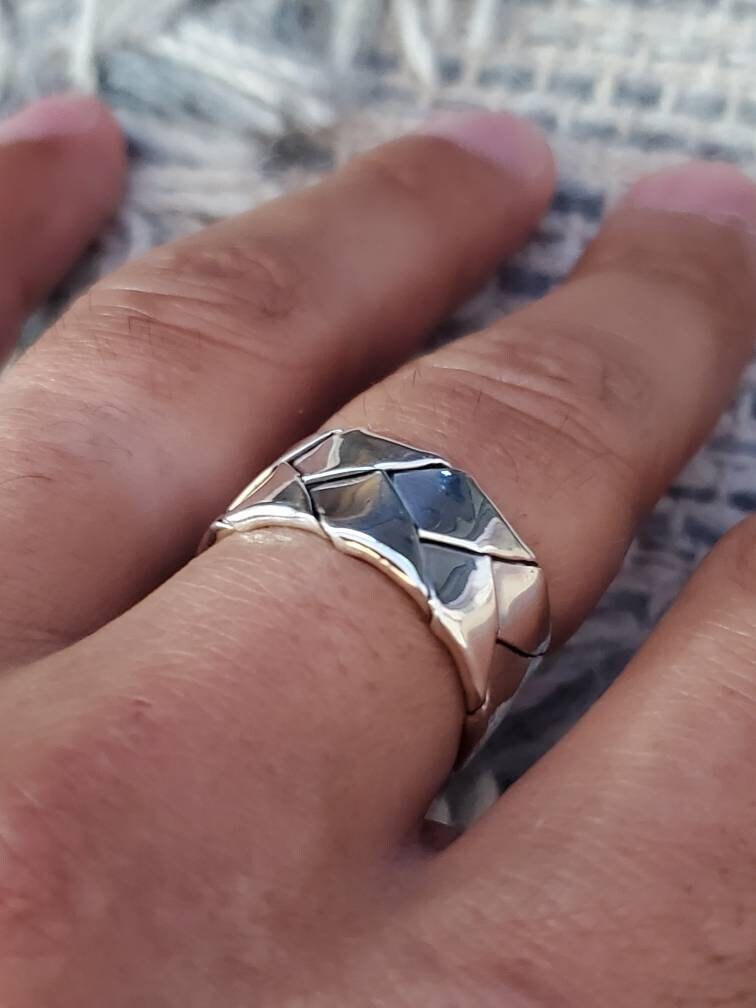 The Fold Men's Ring, Sterling Silver Men's Band, 10mm Band for Men, Ring for Men, Men's Silver Jewelry