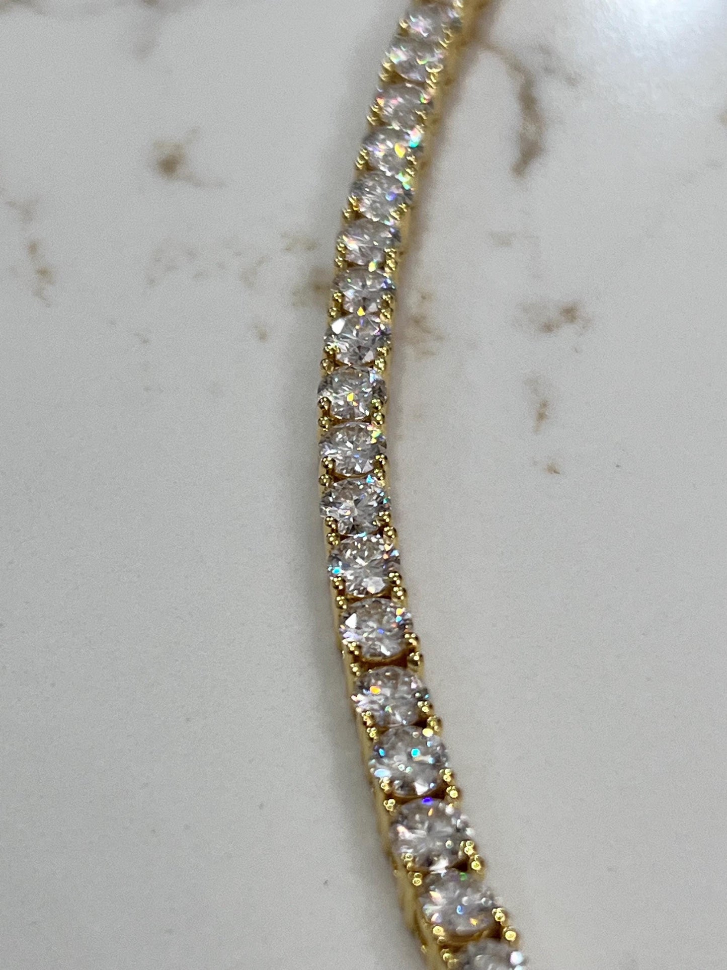Moissanite Gold Plate Tennis Necklace on 925