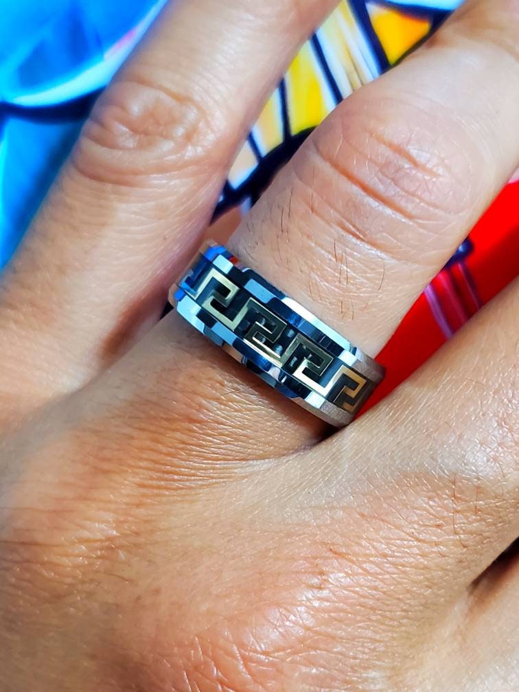 Gold Silver Band Tungsten Men's Ring