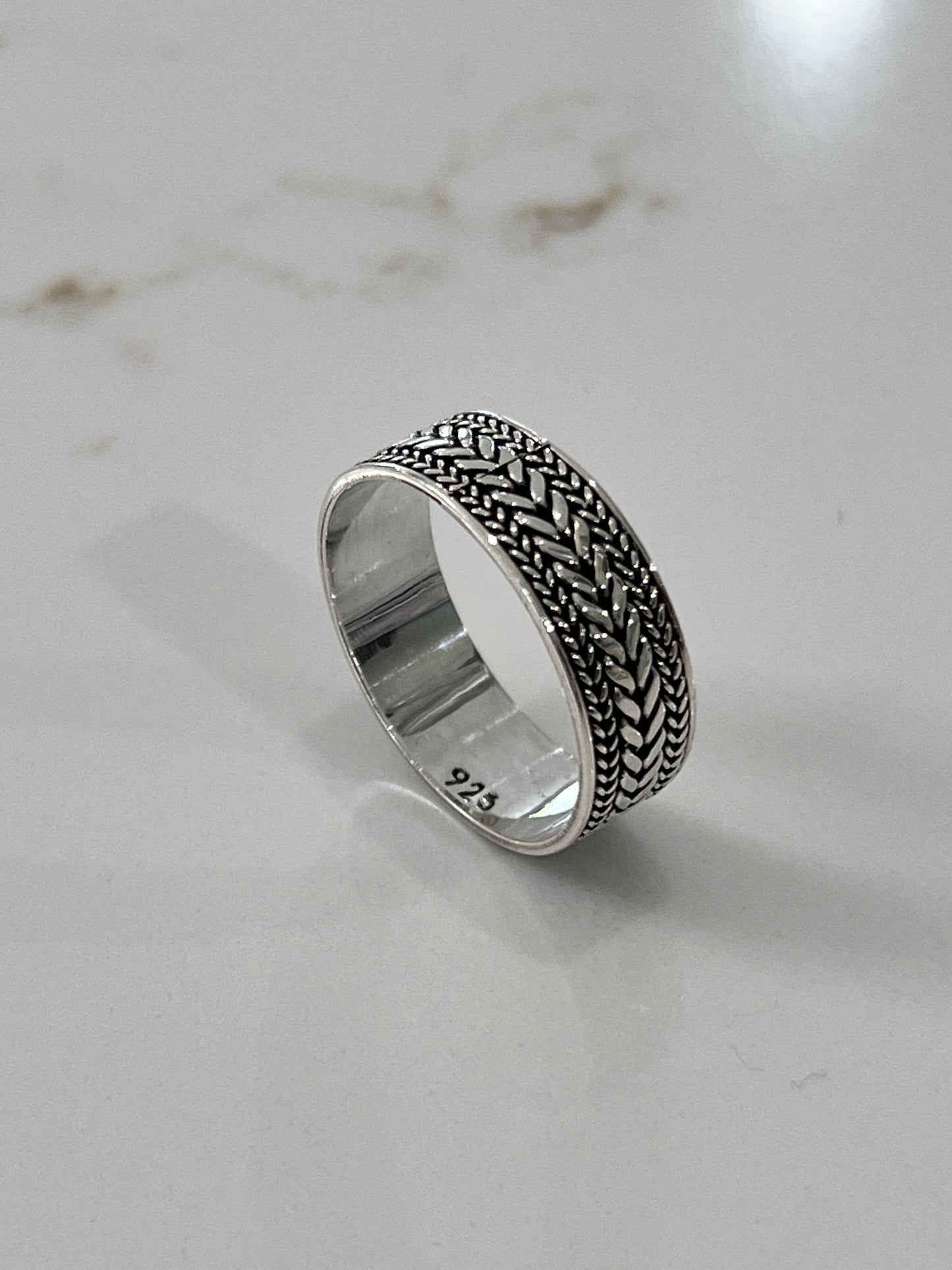 Men's Woven Leaves Sterling Silver