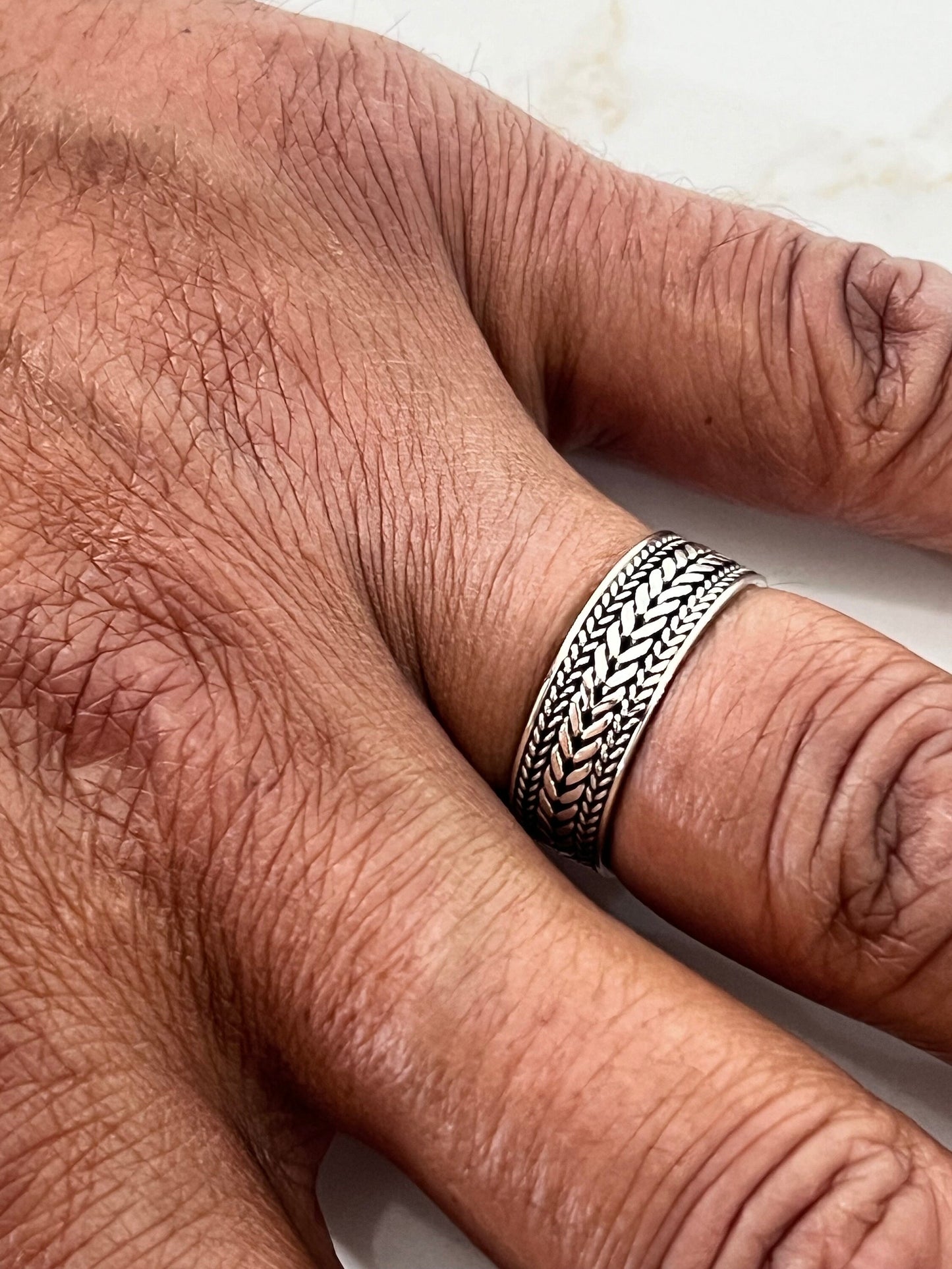 Men's Woven Leaves Sterling Silver