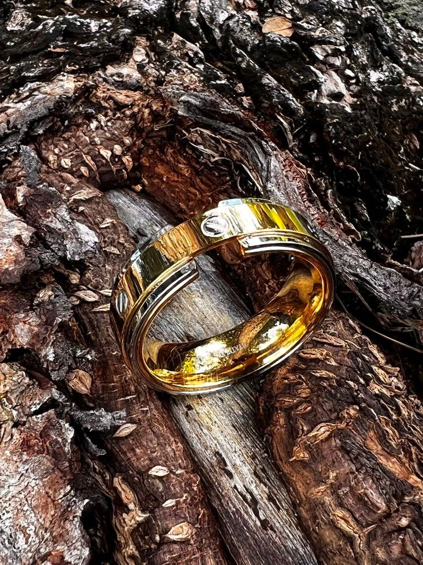Gold Silver Stainless Steel Flat Head Band 8mm Ring