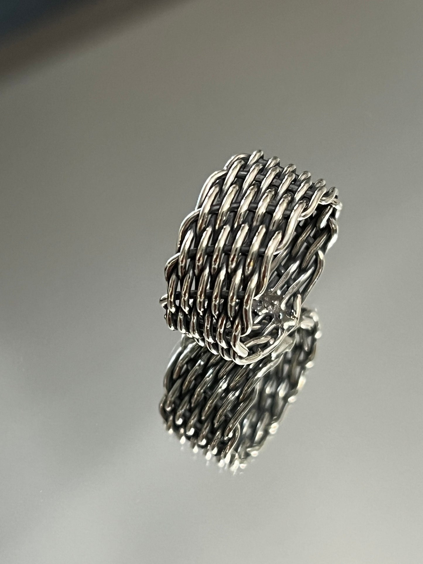 Men's Ring with a wide Weaved Band .925 - perfect for daily use