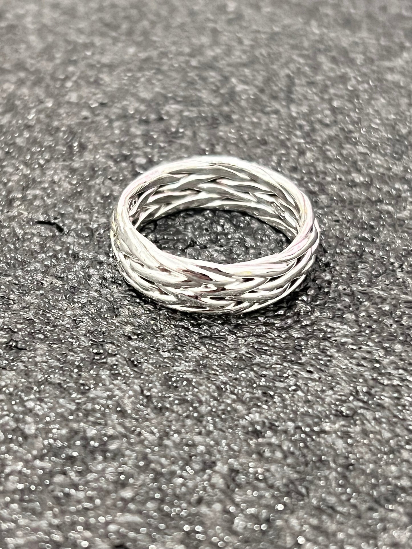 Woven Braid Band, Sterling Silver Men's Ring, 7mm Wedding Band, Engagement Band for Men, 925 Silver