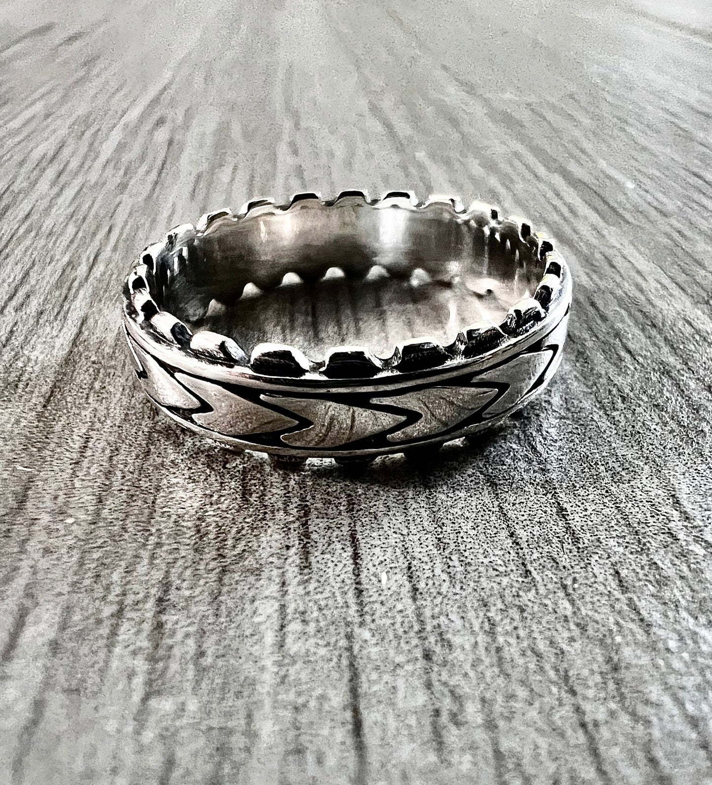 The Arrowhead Simple Men's Ring, Double Crown Heartrd Sterling Silver Men's Ring, Gift for him, Engagement Band for Men, Unisex, Wedding