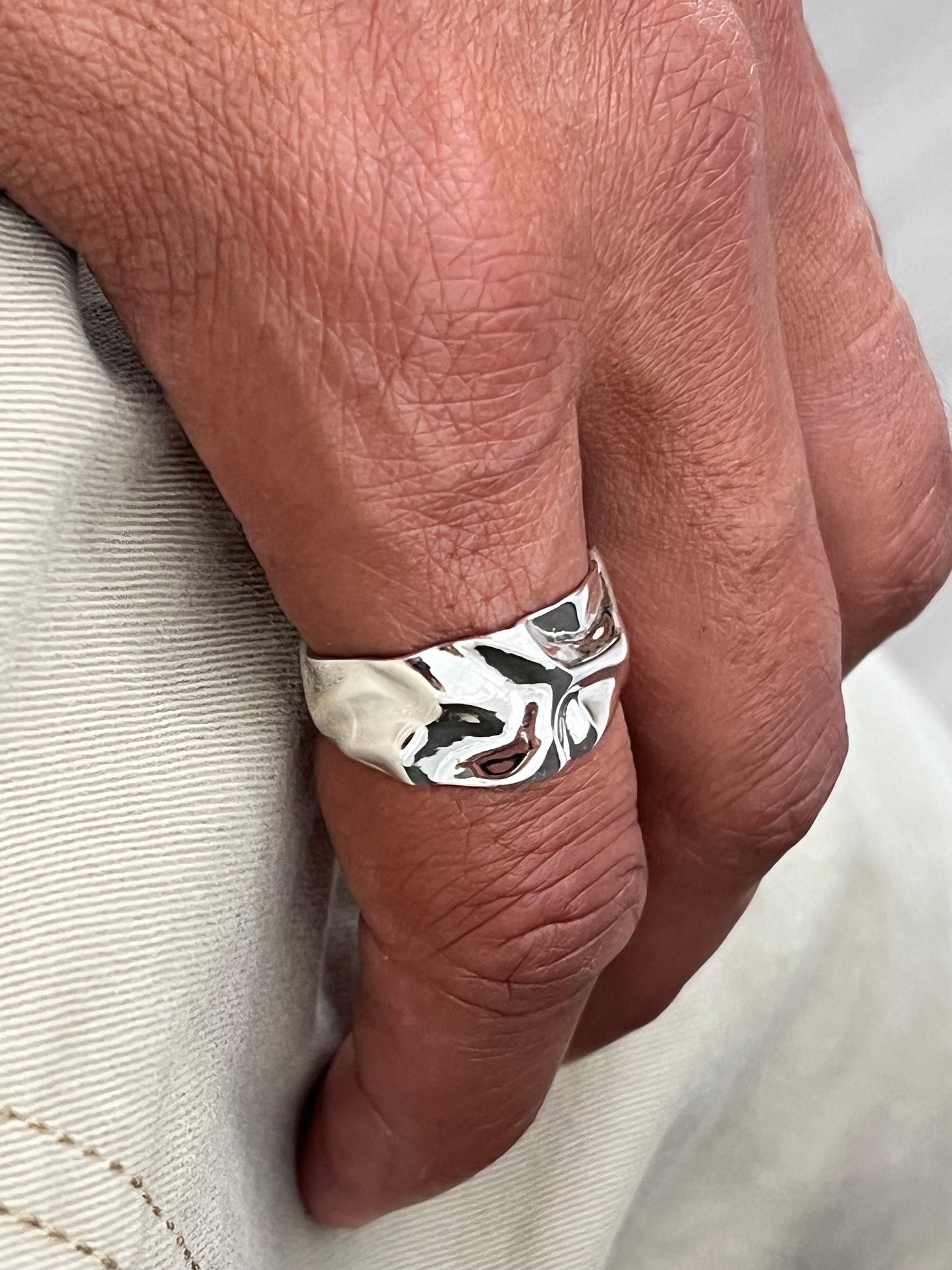 The Foil Band, Men's Ring, Sterling Silver Men's Ring, Gift for him, Engagement Band for Men, Unisex, Wedding 12.5mm