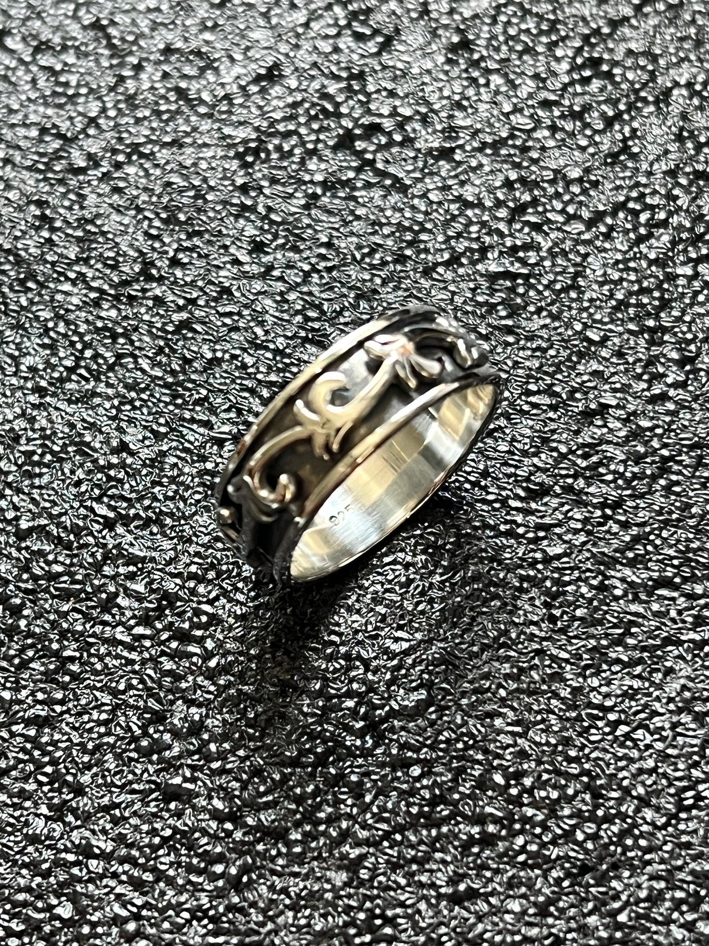 Sterling Silver Vine Men's Spinner Ring, 7.2mm Engagement, trendy