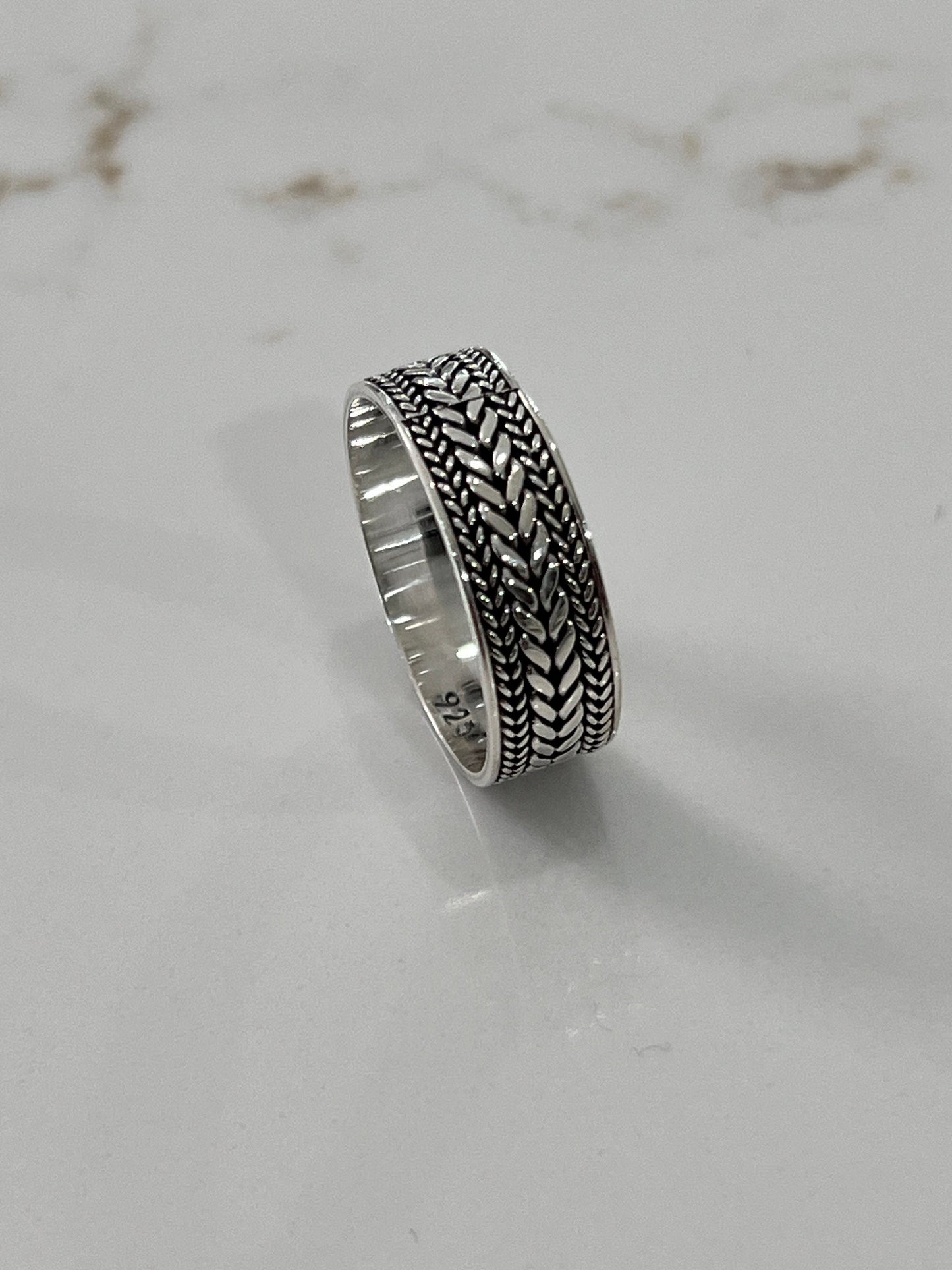 Men's Woven Leaves Sterling Silver