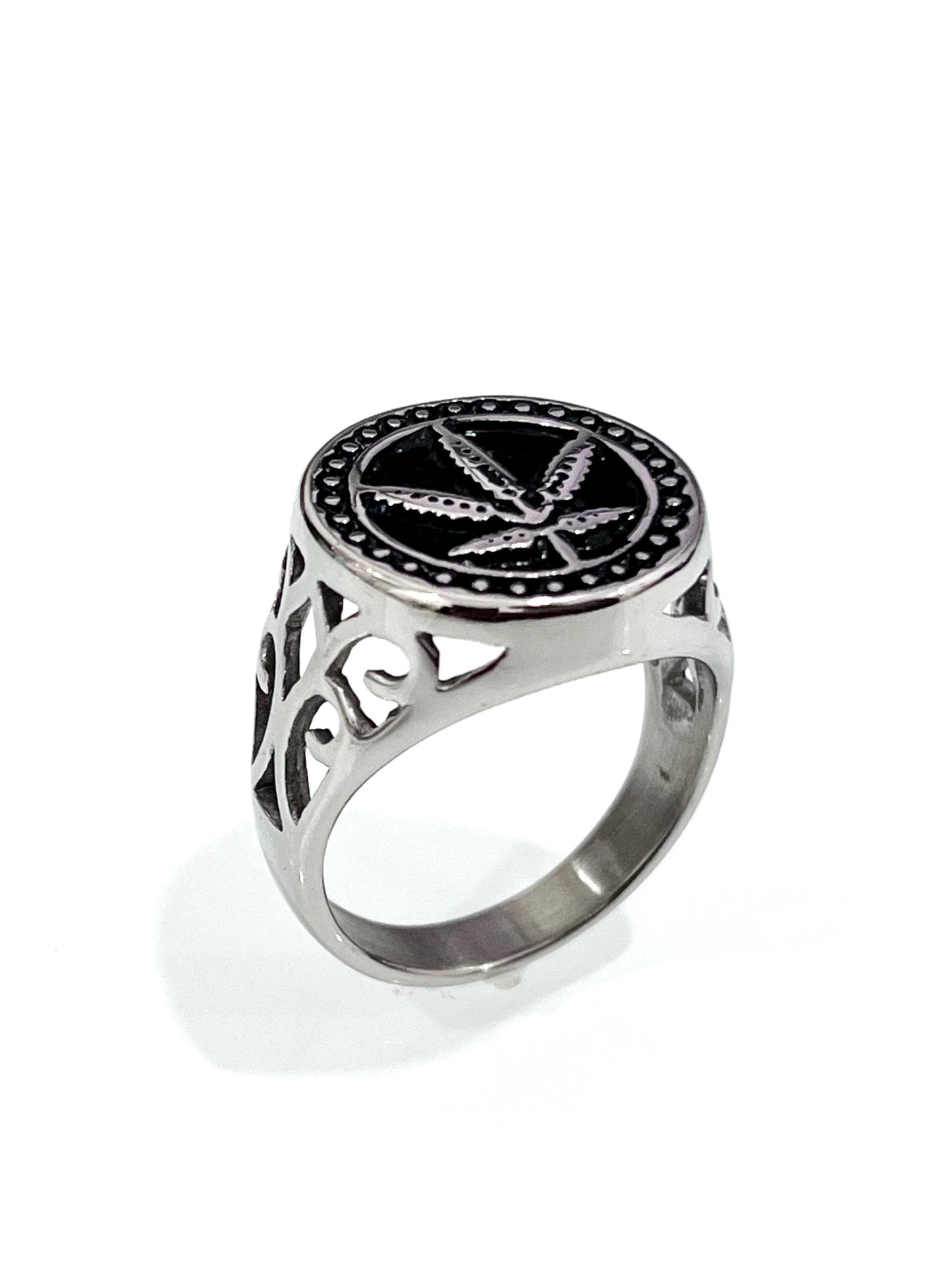 Marijuana Ring Stainless Steel Men's Ring