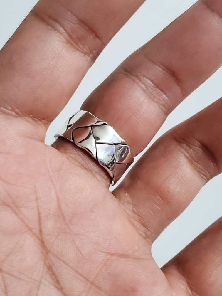 The Fold Men's Ring, Sterling Silver Men's Band, 10mm Band for Men, Ring for Men, Men's Silver Jewelry