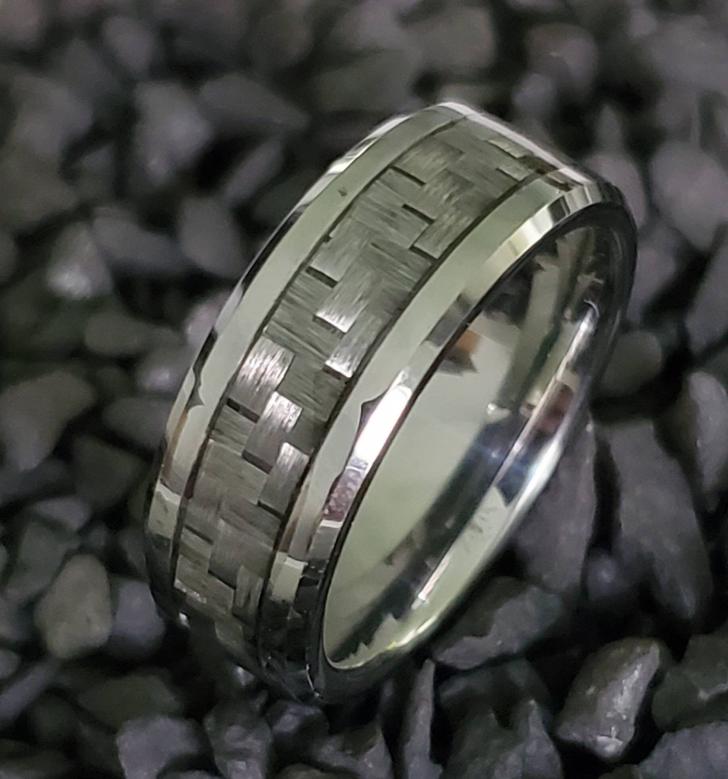 Men's Carbon Fiber Tungsten Ring Car Enthusiast