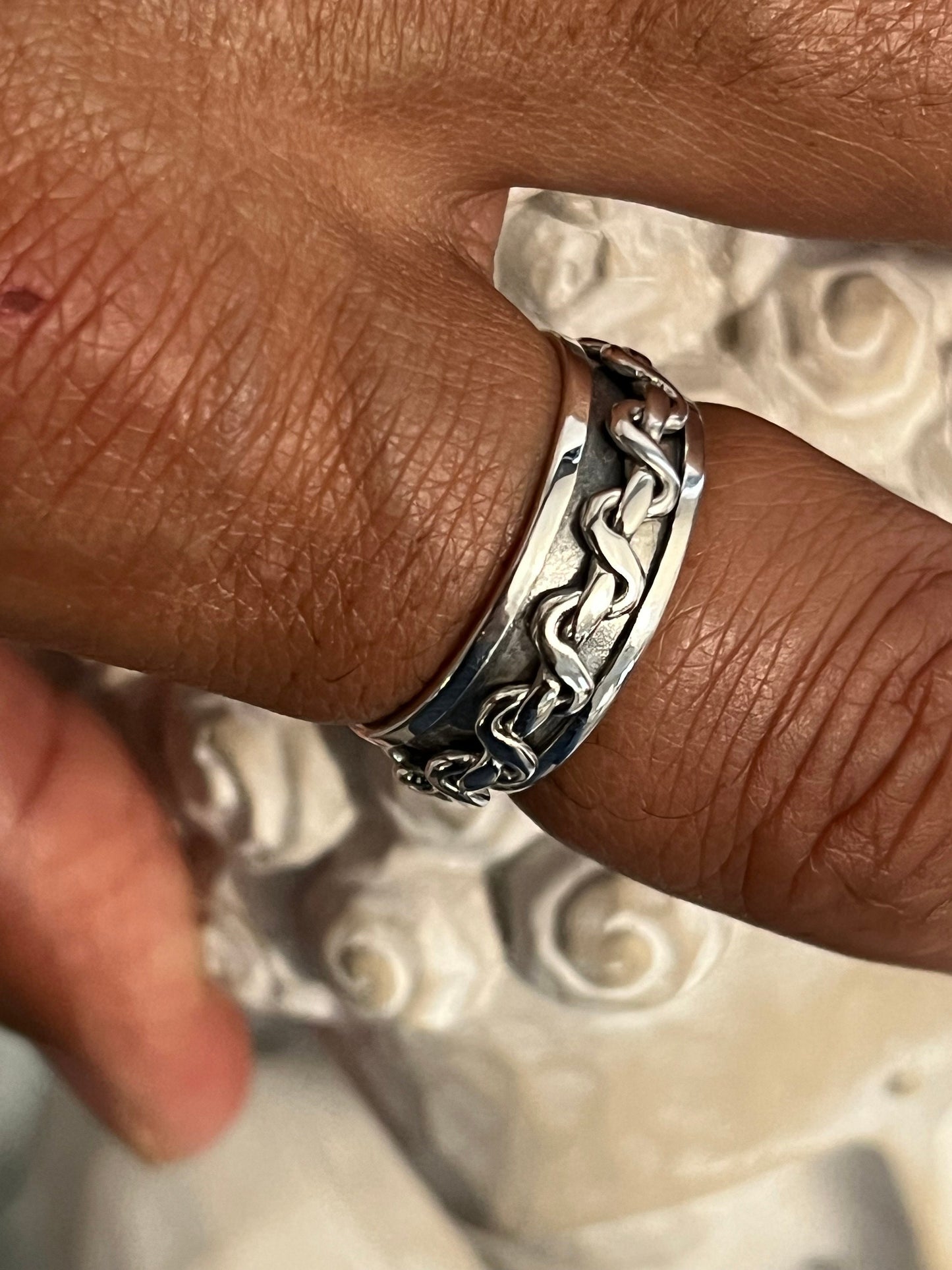 Fidget Spinner Silver Ring Band