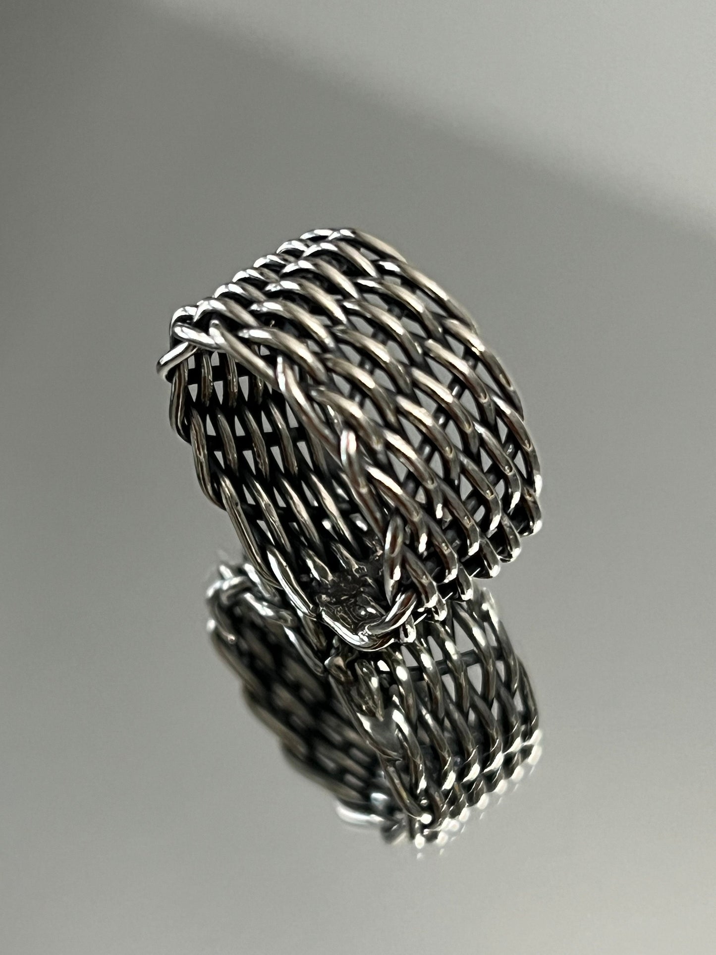 Men's Ring with a wide Weaved Band .925 - perfect for daily use