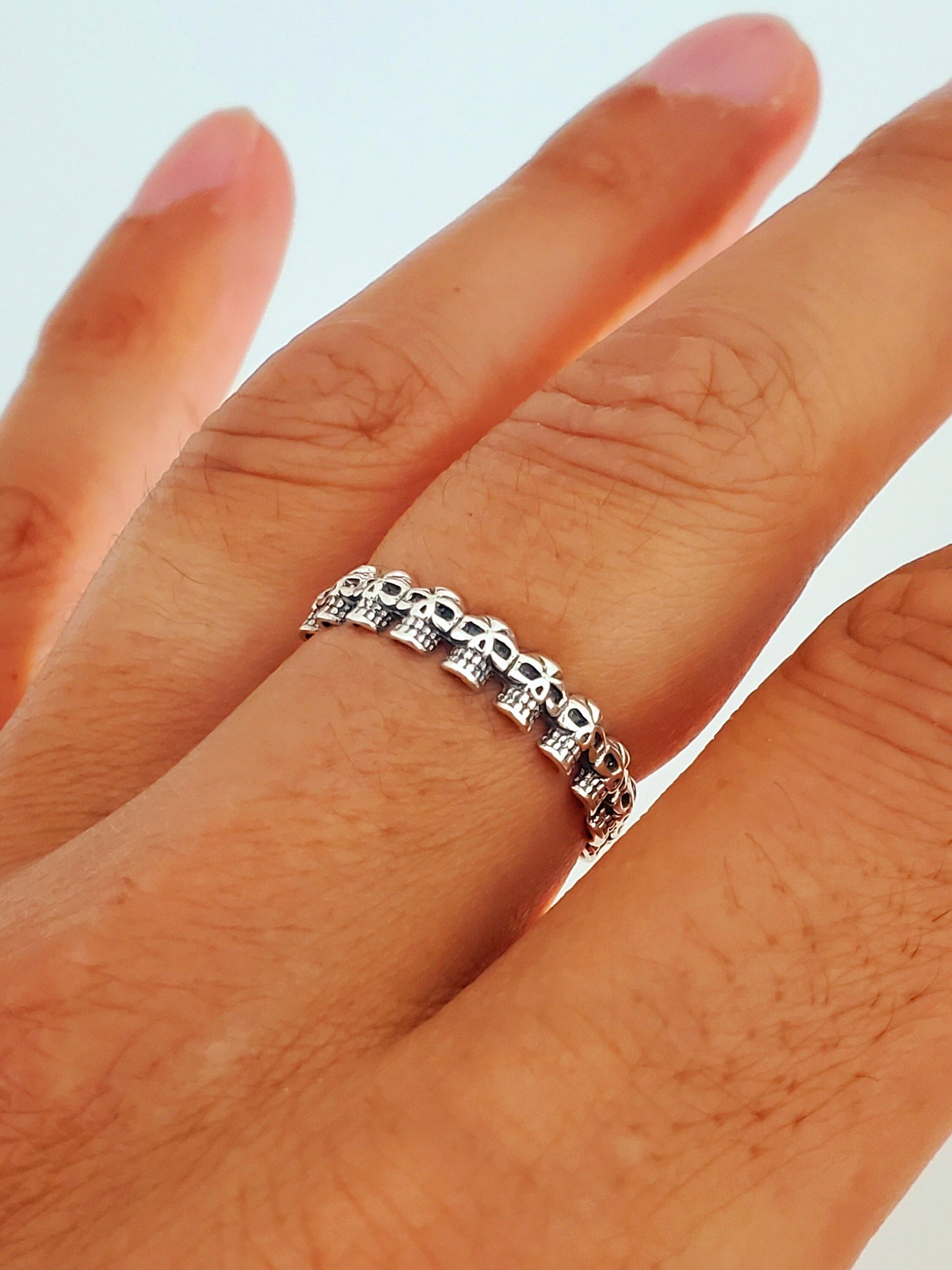 Thin Skull Ring, Sterling Silver Ring, Gothic Men's Women Ring, 925 stamped , Gothic, Skeleton