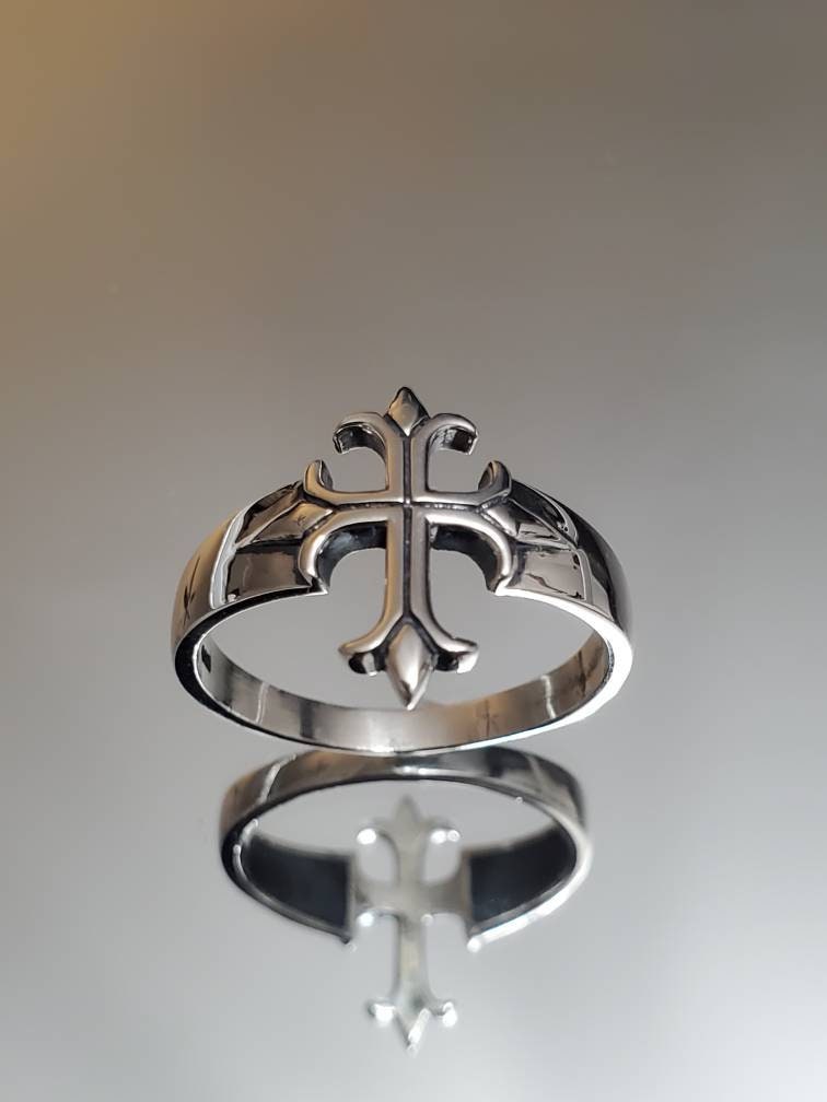 Sterling Silver Cross Ring, Cross Medieval Ring Men's Ring, Gift for Men, Biker's Ring