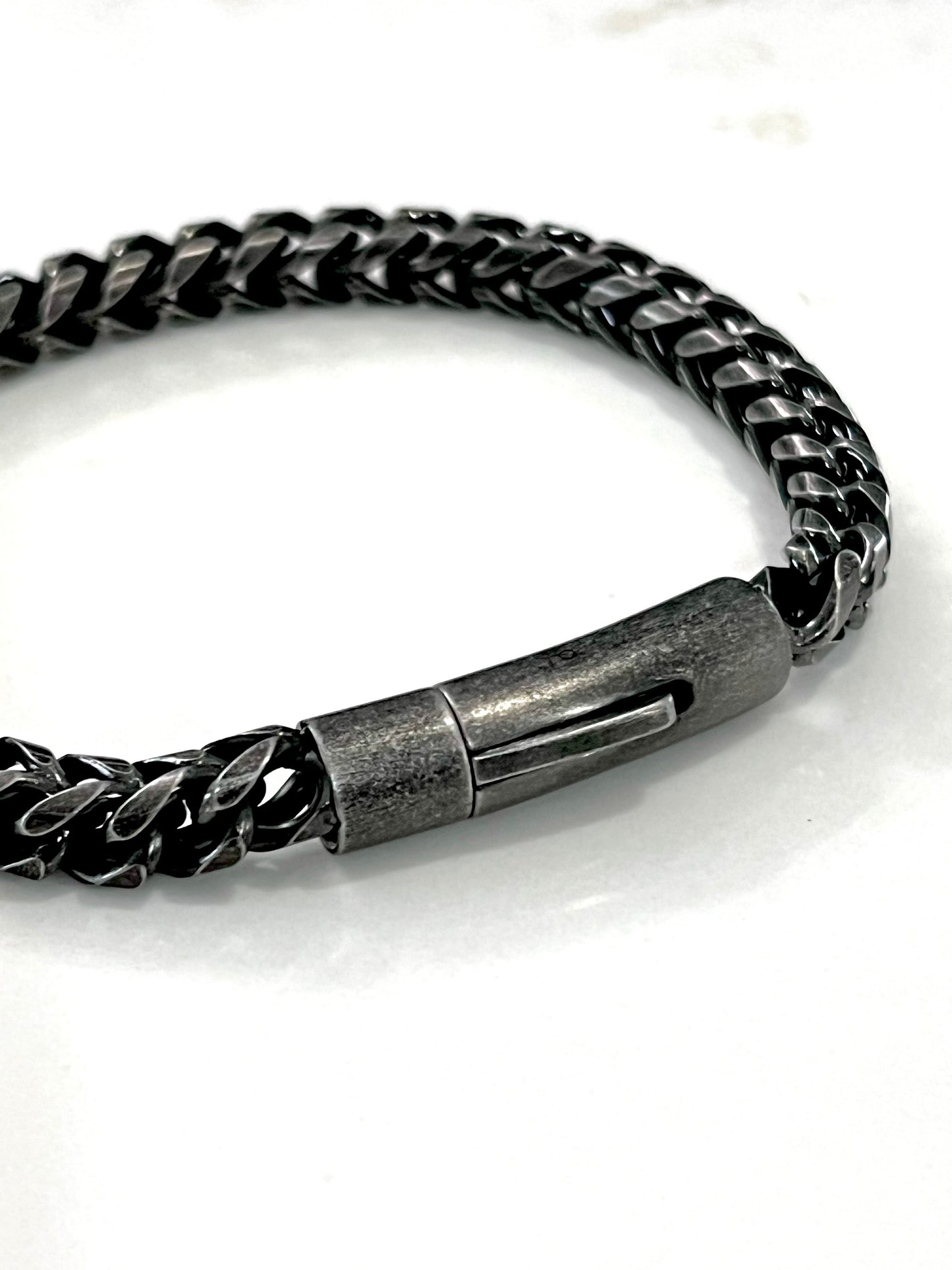 Black Stainless Steel Button Clip Bracelet