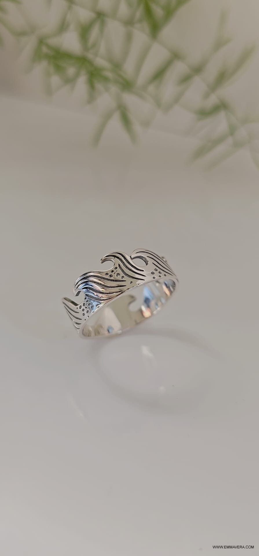 Ocean Wave Ring, Men's 925 Sterling Silver, Gift for him