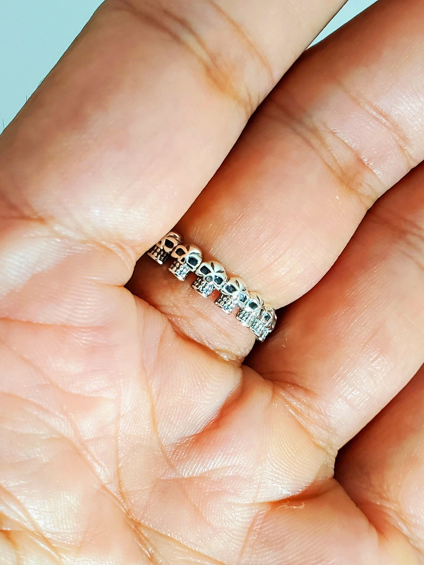Thin Skull Ring, Sterling Silver Ring, Gothic Men's Women Ring, 925 stamped , Gothic, Skeleton