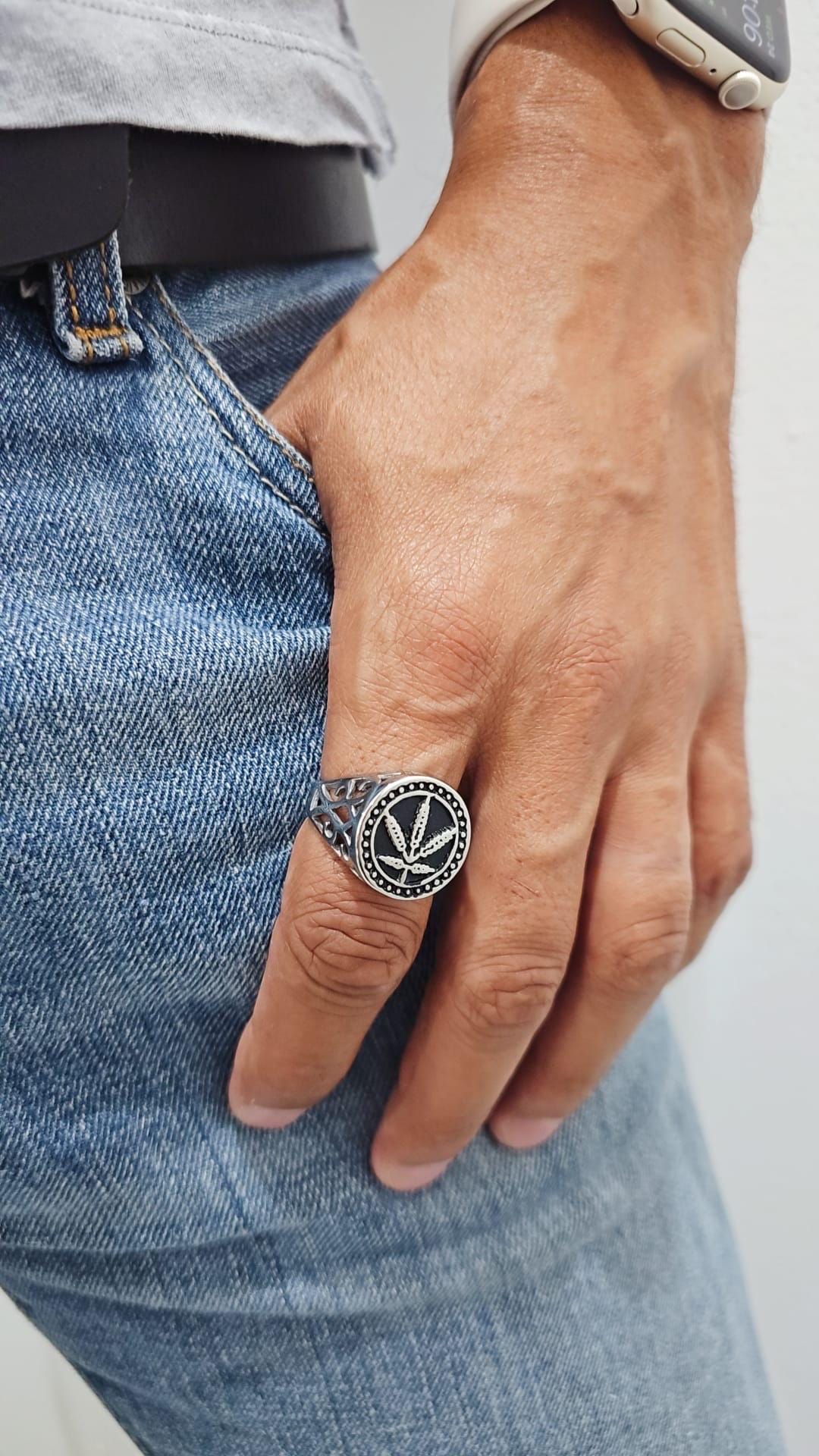 Marijuana Ring Stainless Steel Men's Ring
