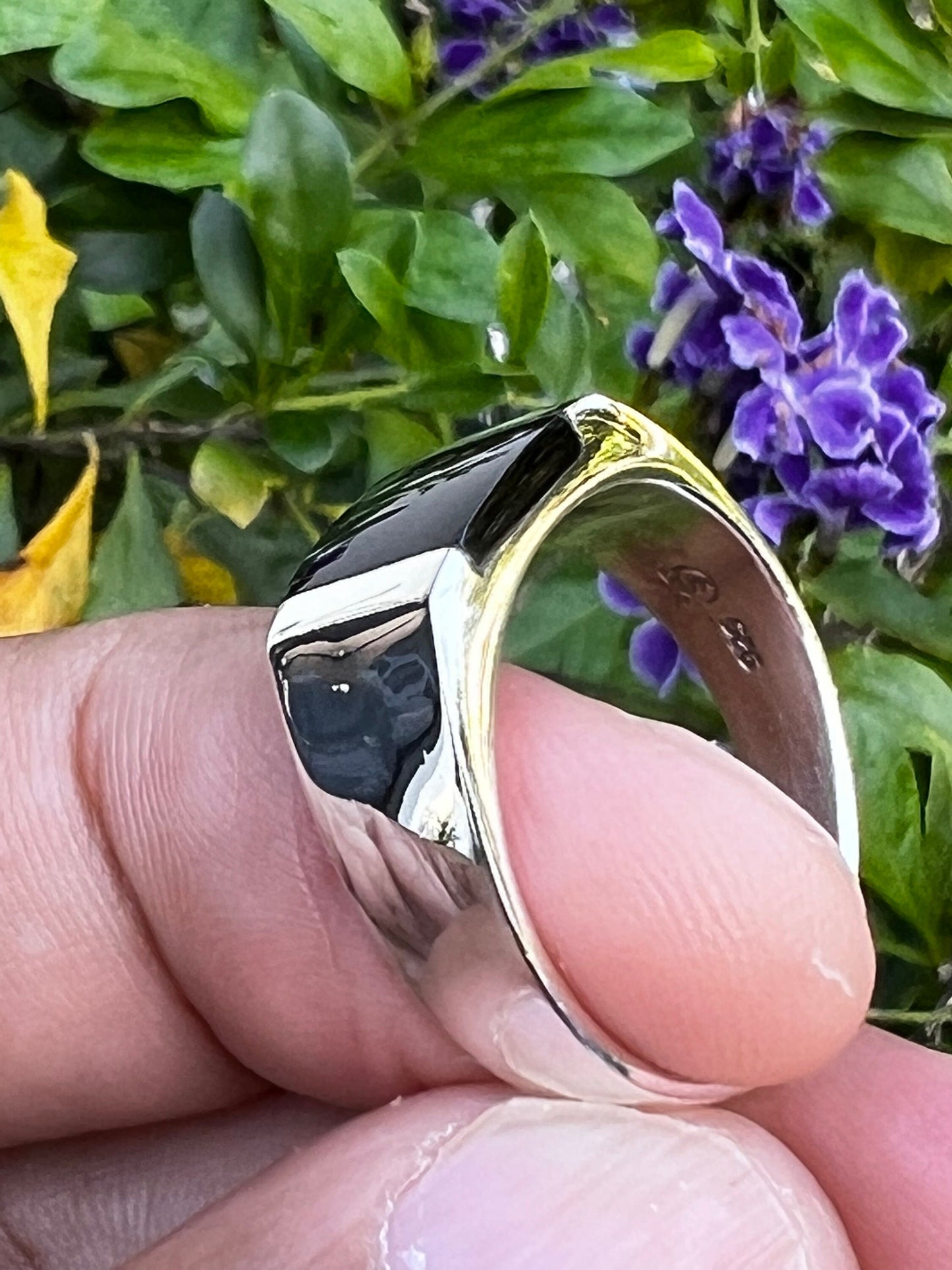 Square Onyx Sterling Silver Unisex Ring