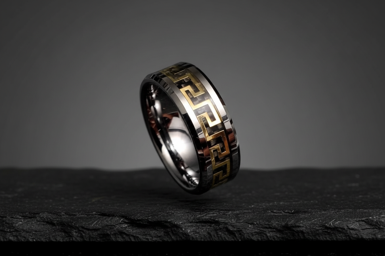 Gold Silver Band Tungsten Men's Ring