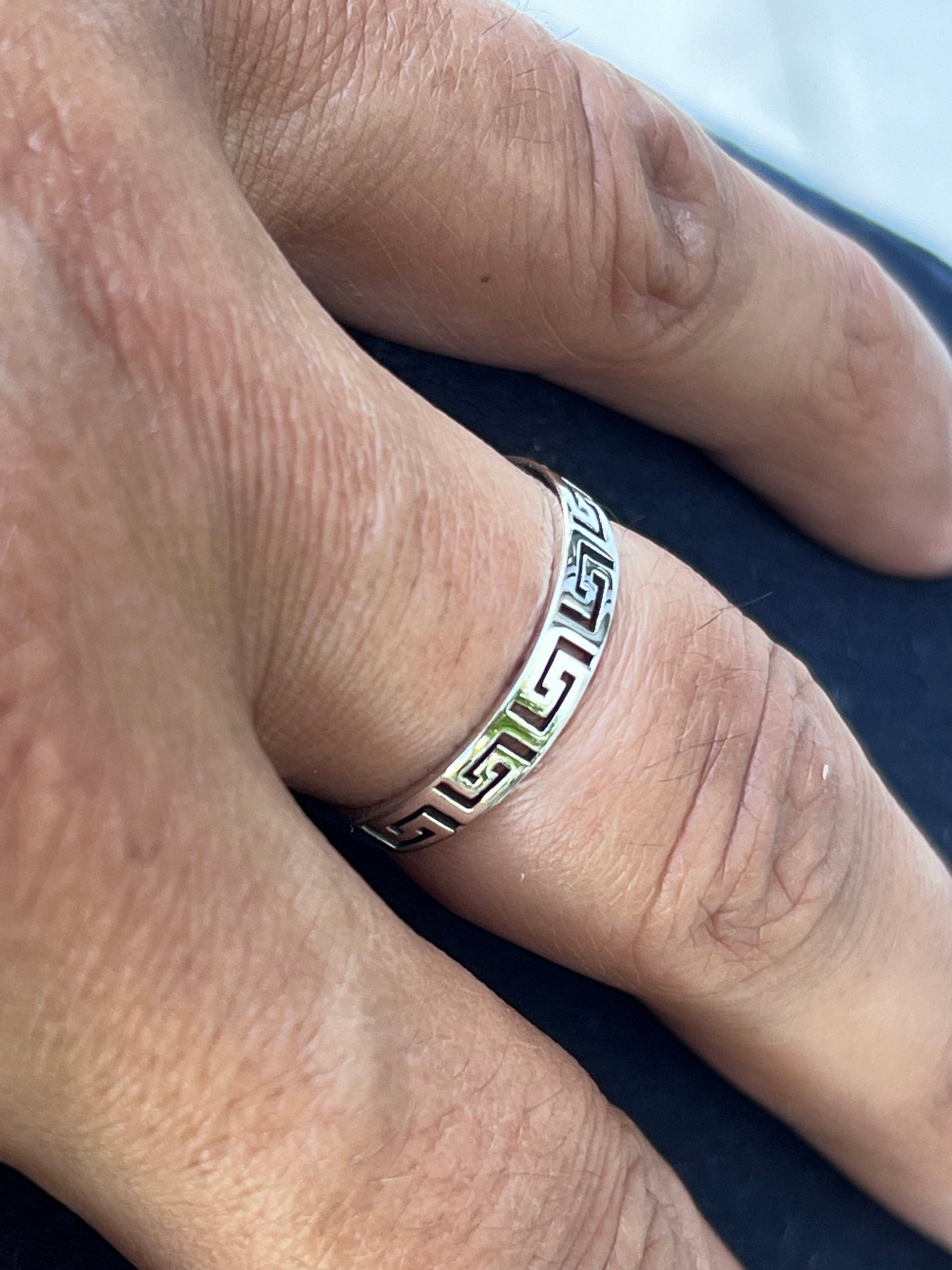 Sterling Silver Men's Ring, Durable Mens Band, Greek design Band, Wedding Statement Ring, Gift for him/her, Unisex