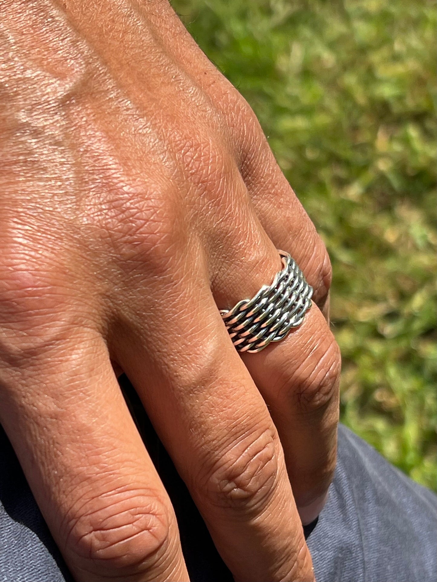 Men's Ring with a wide Weaved Band .925 - perfect for daily use
