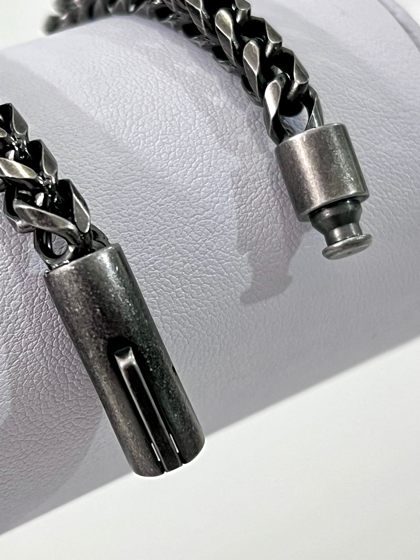 Black Stainless Steel Button Clip Bracelet