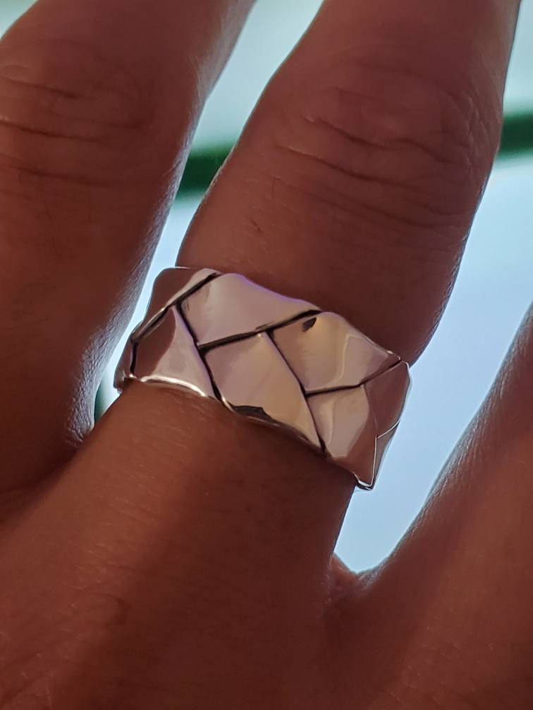 The Fold Men's Ring, Sterling Silver Men's Band, 10mm Band for Men, Ring for Men, Men's Silver Jewelry