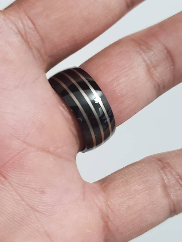 Black 3 Stripe Ring