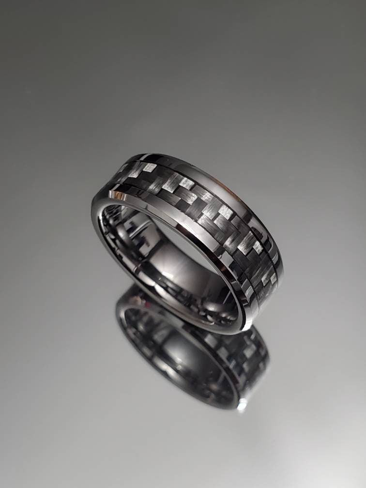 Men's Carbon Fiber Tungsten Ring Car Enthusiast